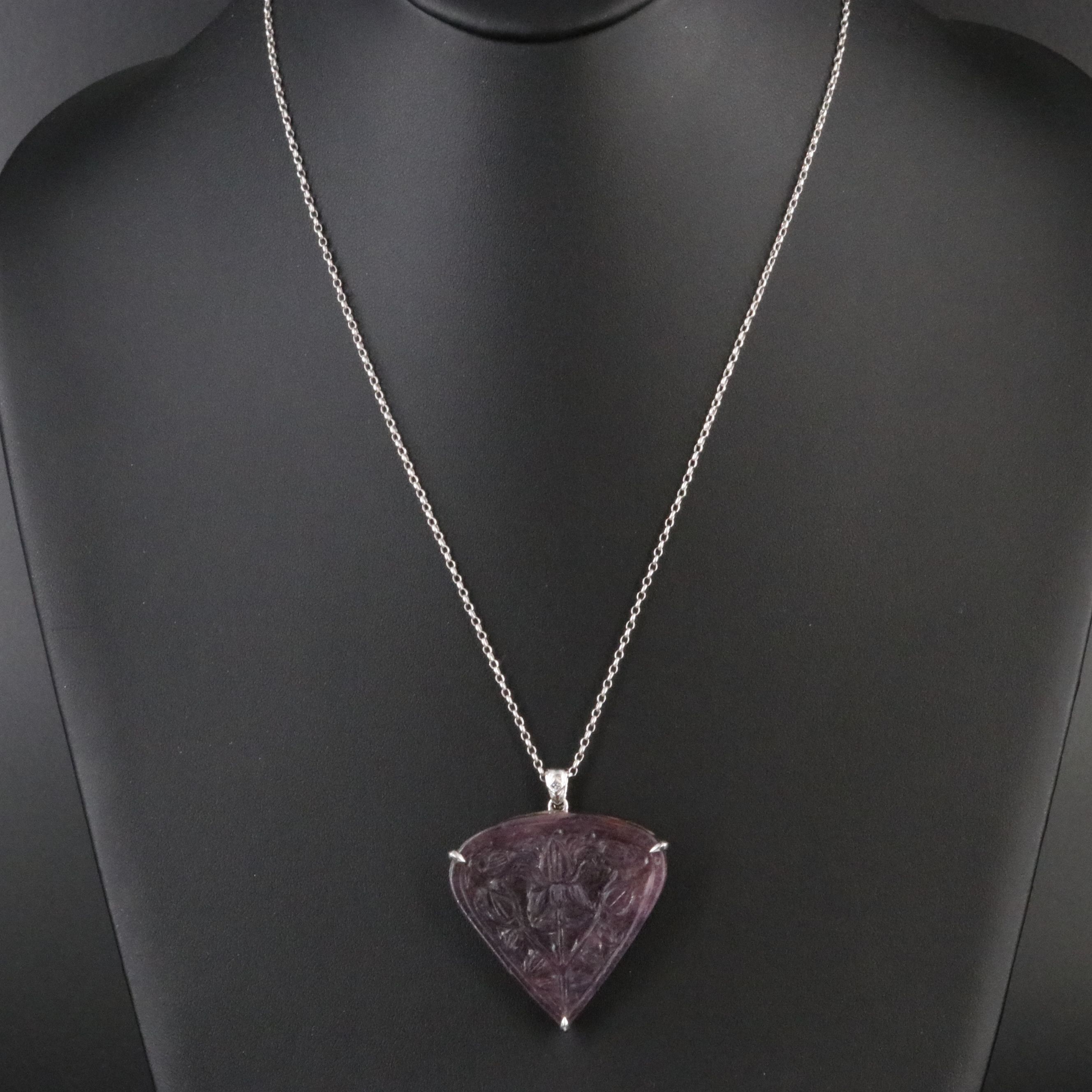 Chromia 18K Carved Ruby and Diamond Enhancer Pendant Necklace