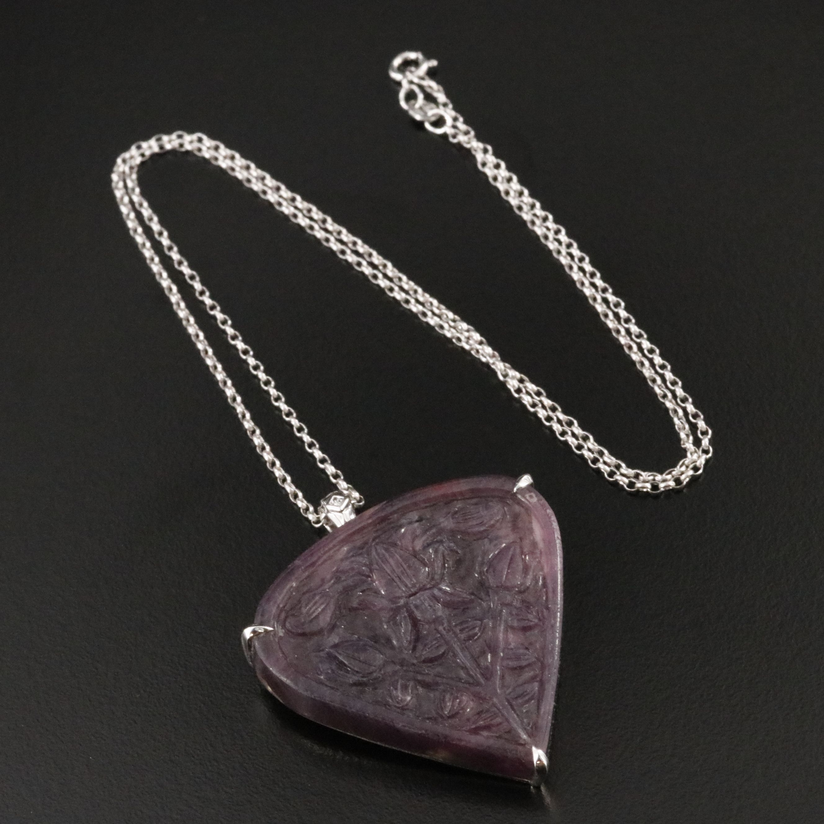 Chromia 18K Carved Ruby and Diamond Enhancer Pendant Necklace