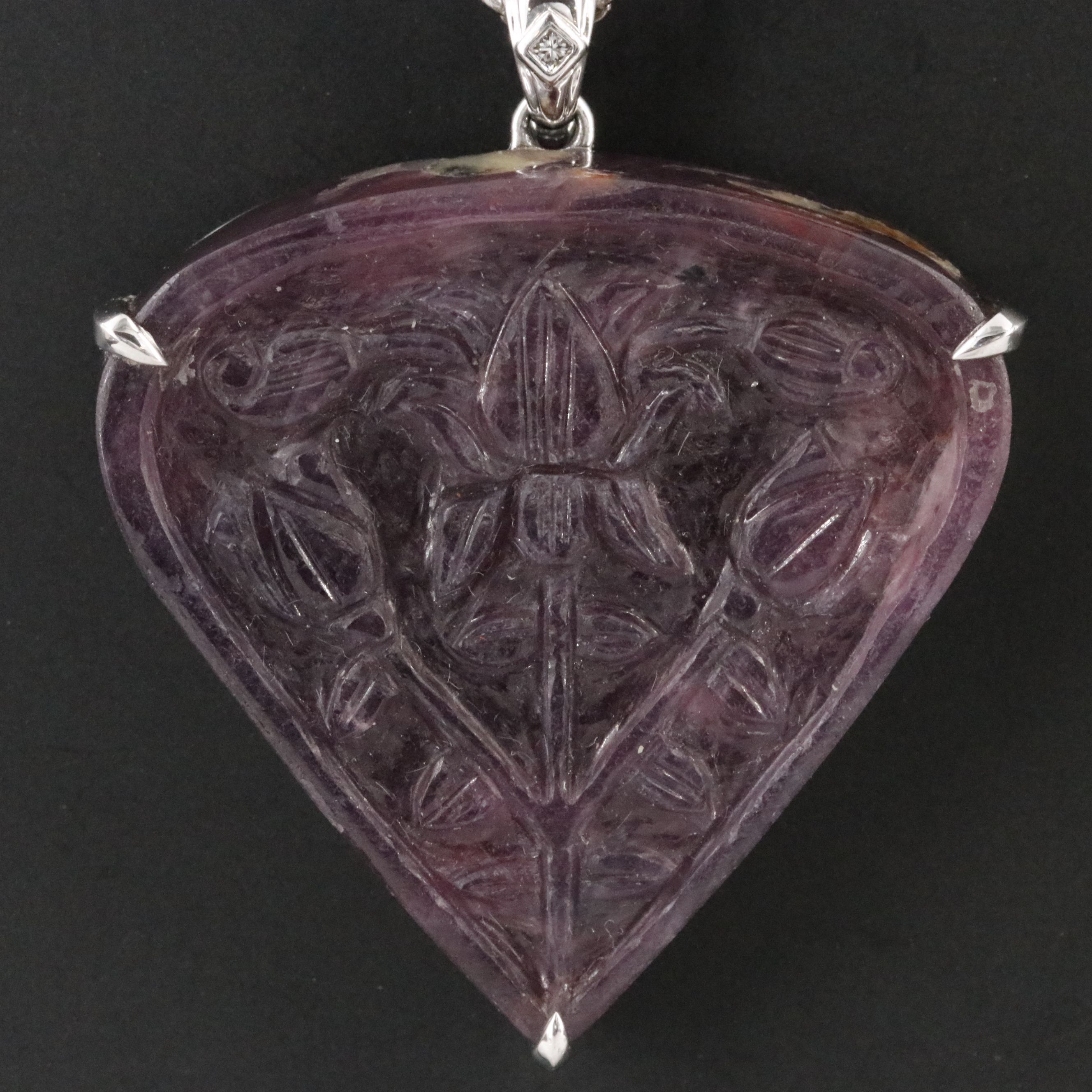 Chromia 18K Carved Ruby and Diamond Enhancer Pendant Necklace