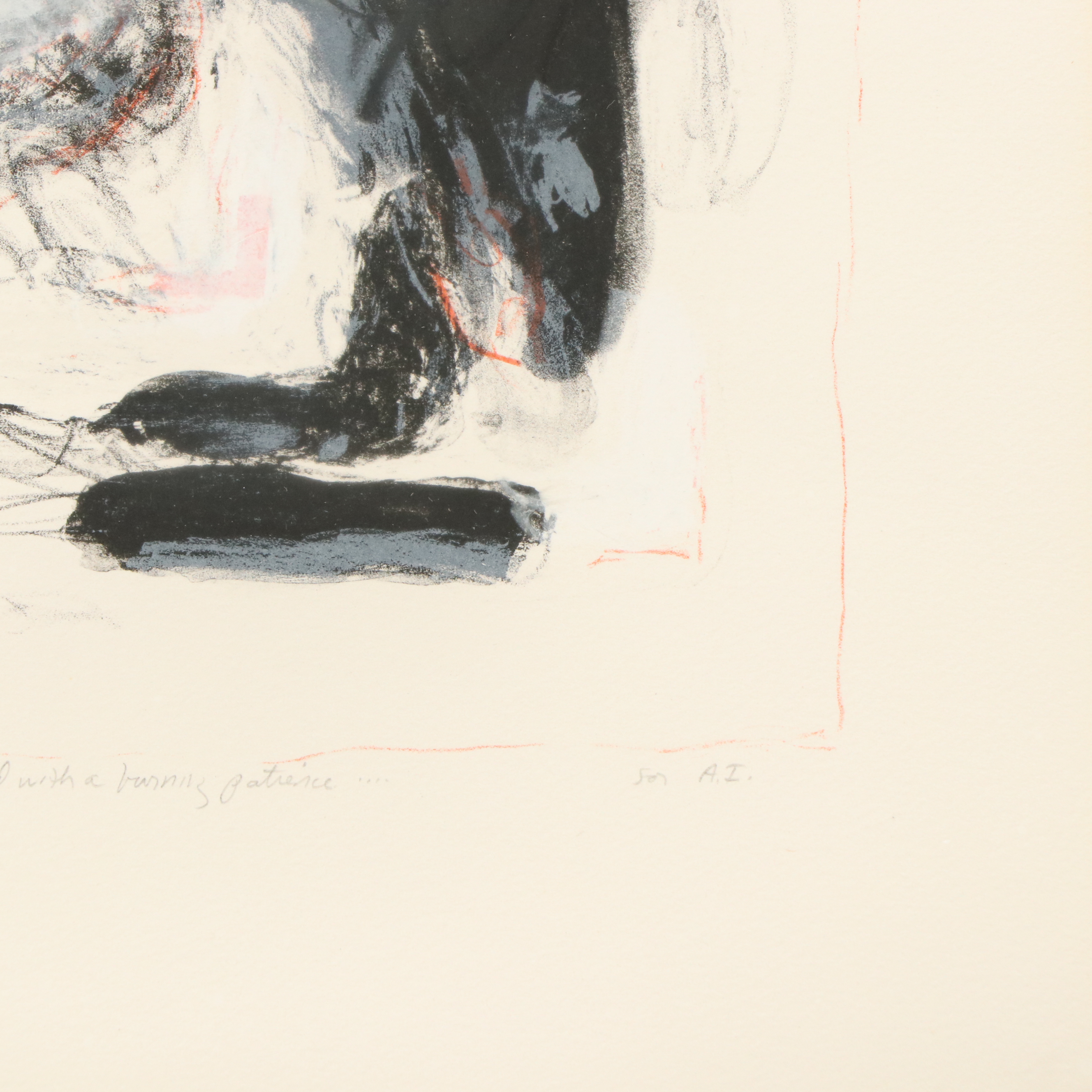 Katherine Porter Color Lithograph and Crayon "Armed with a Burning Patience"