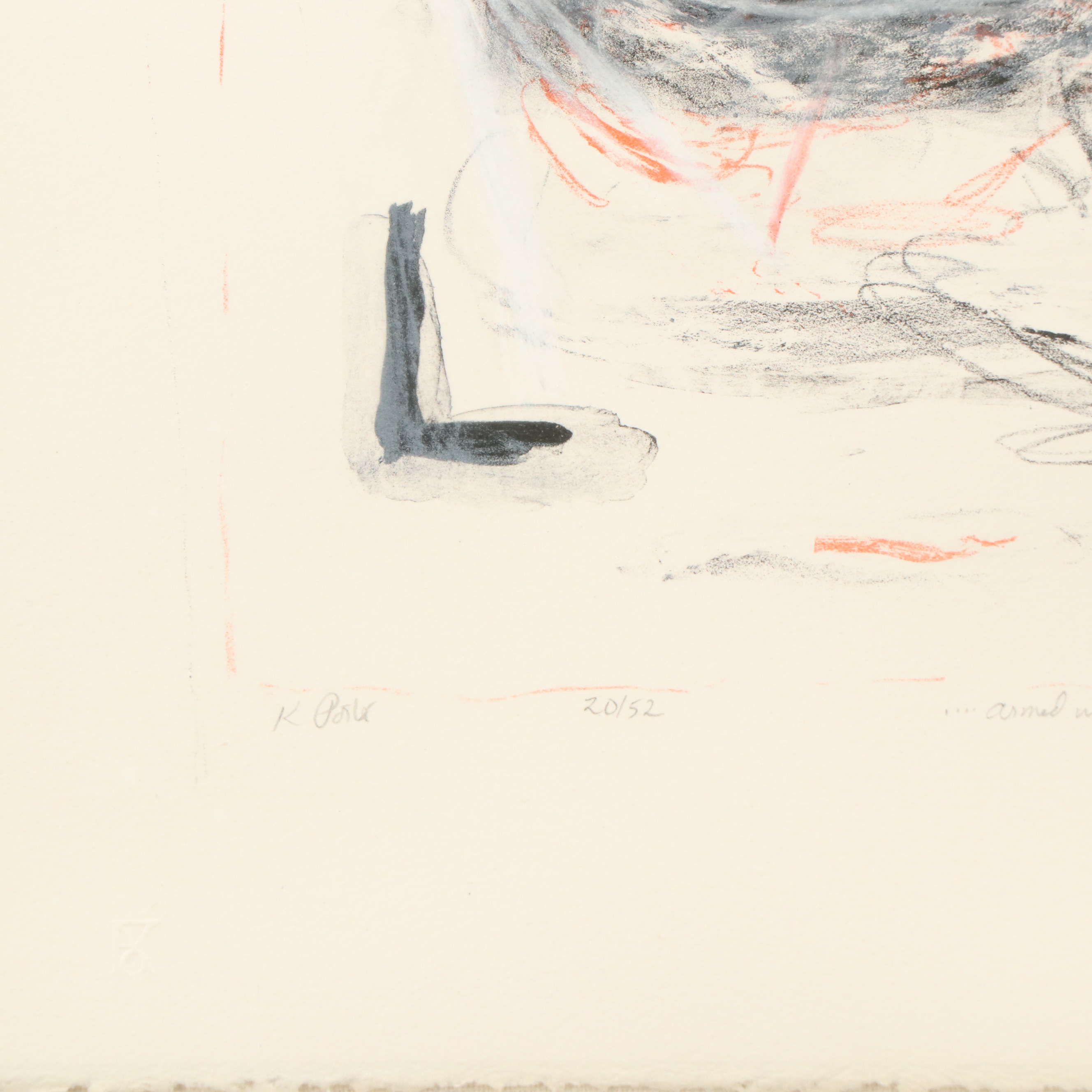 Katherine Porter Color Lithograph and Crayon "Armed with a Burning Patience"