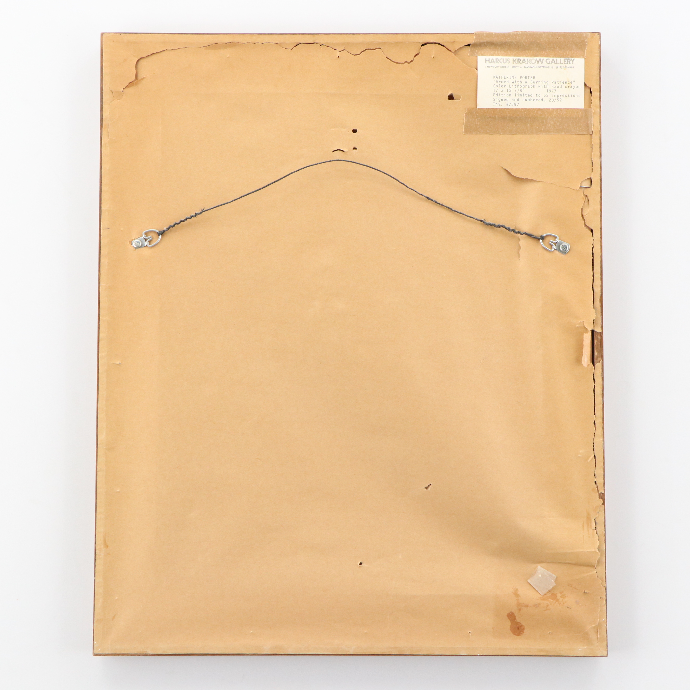 Katherine Porter Color Lithograph and Crayon "Armed with a Burning Patience"