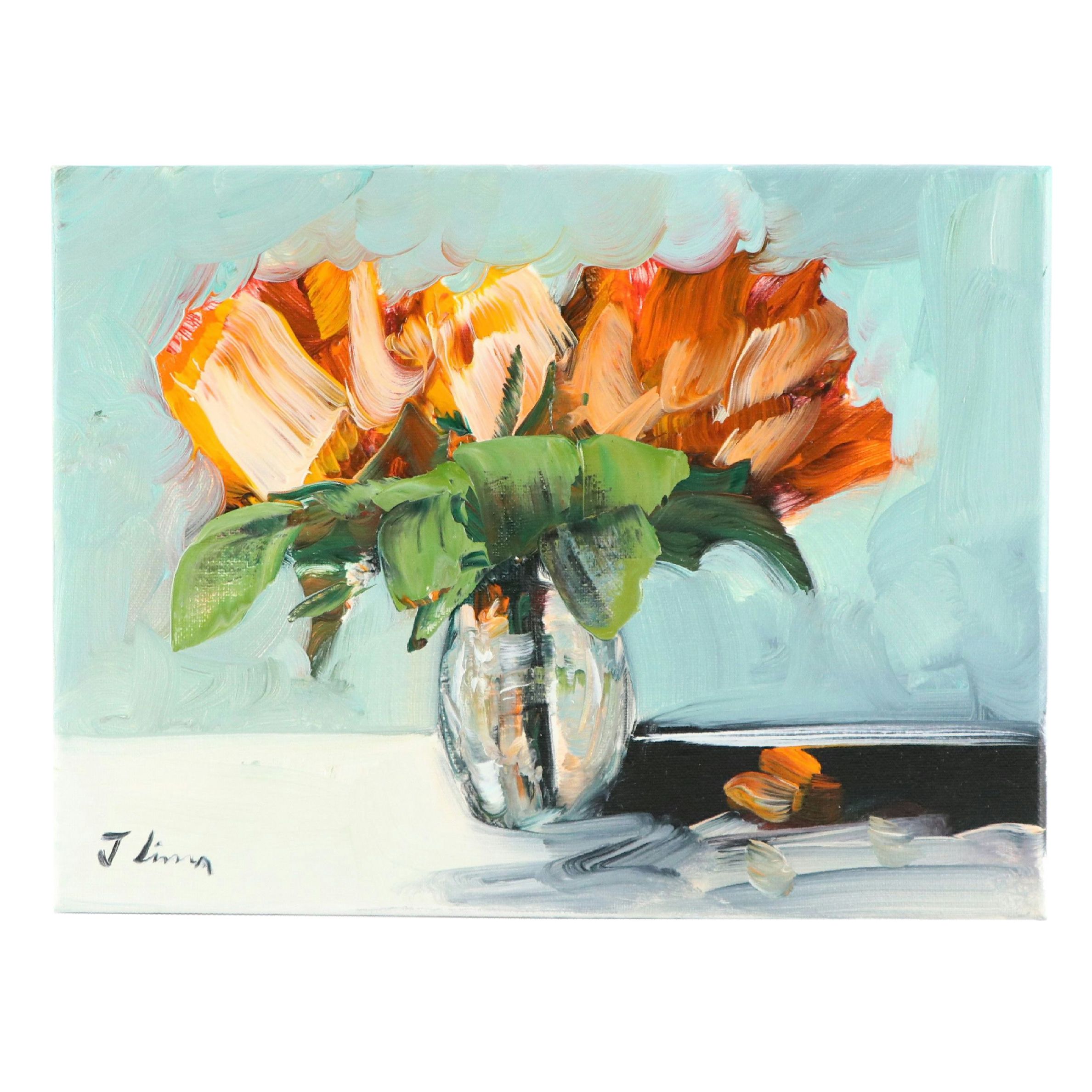 José M. Lima Floral Still Life Oil Painting, 2026