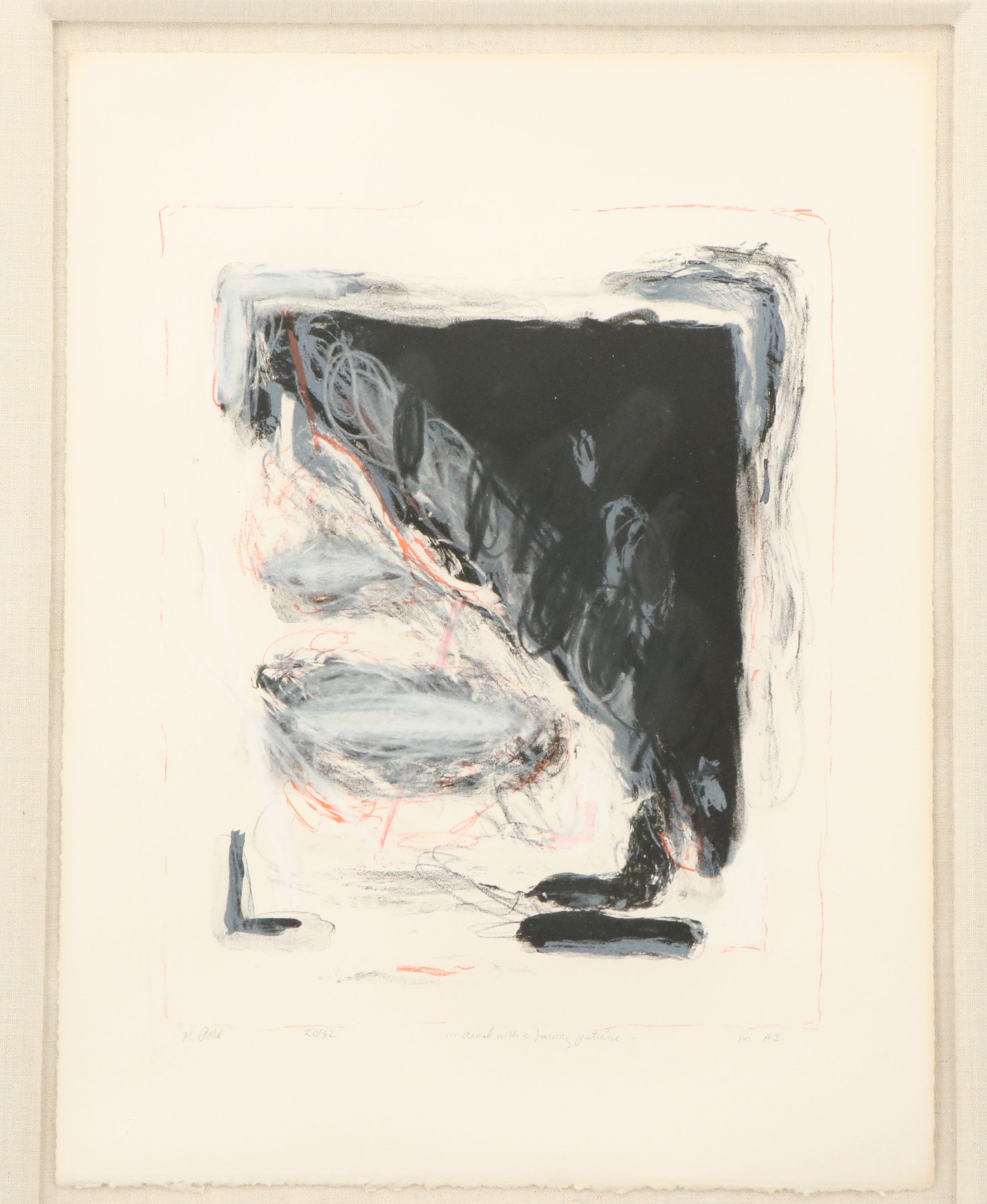 Katherine Porter Color Lithograph and Crayon "Armed with a Burning Patience"