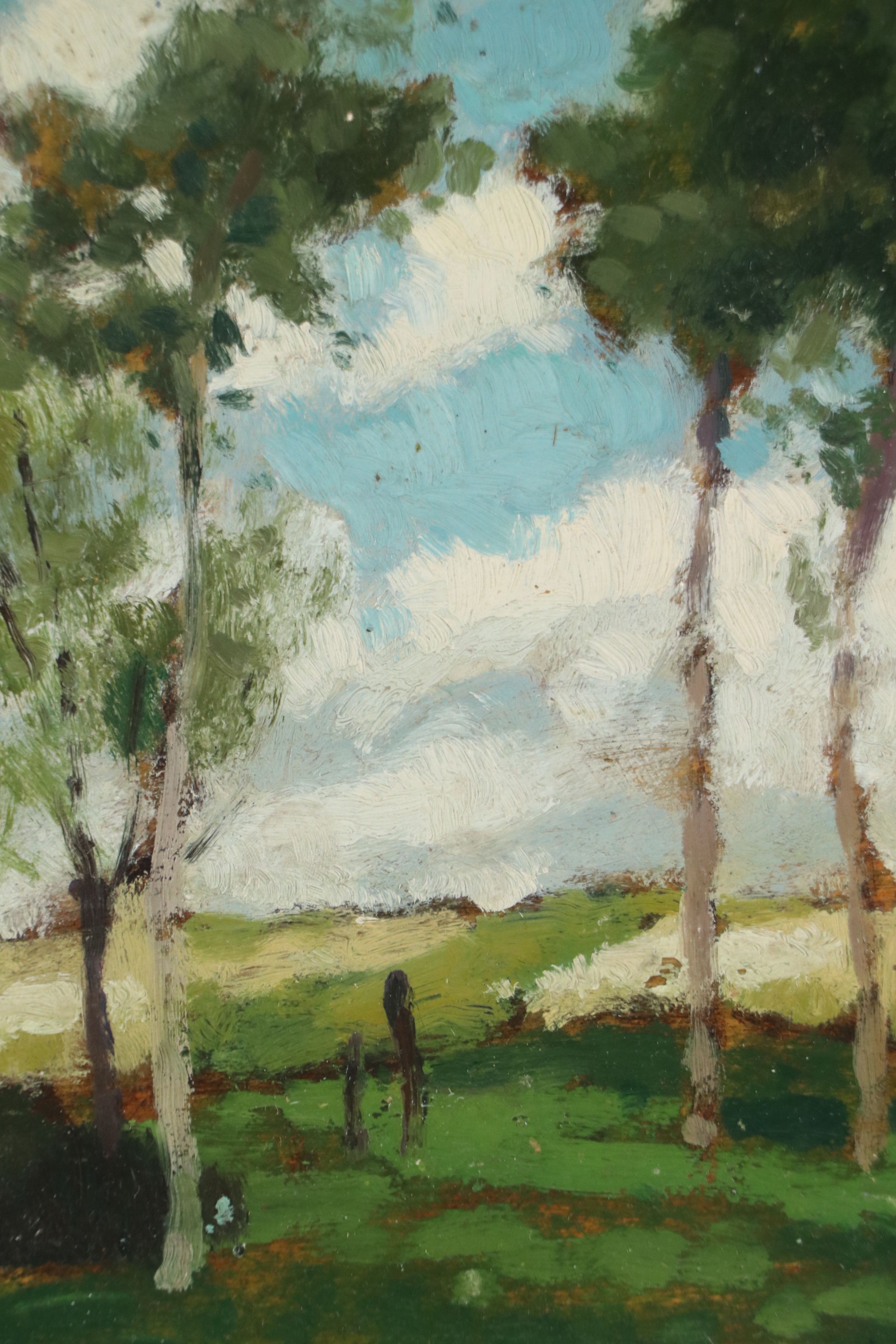 George Elmer Brown Oil Painting "Landscape with Trees," Early to Mid-20th C.