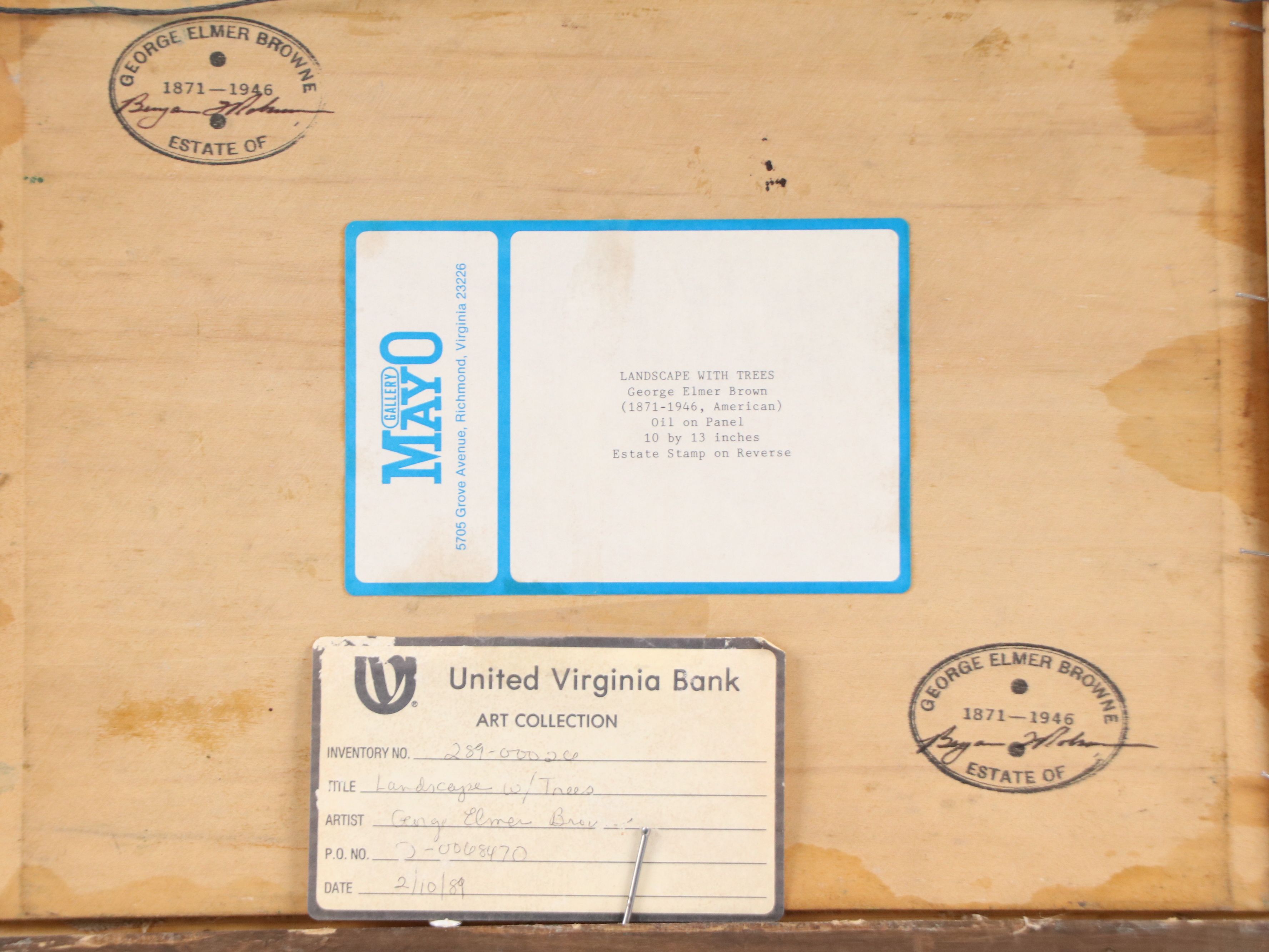 George Elmer Brown Oil Painting "Landscape with Trees," Early to Mid-20th C.