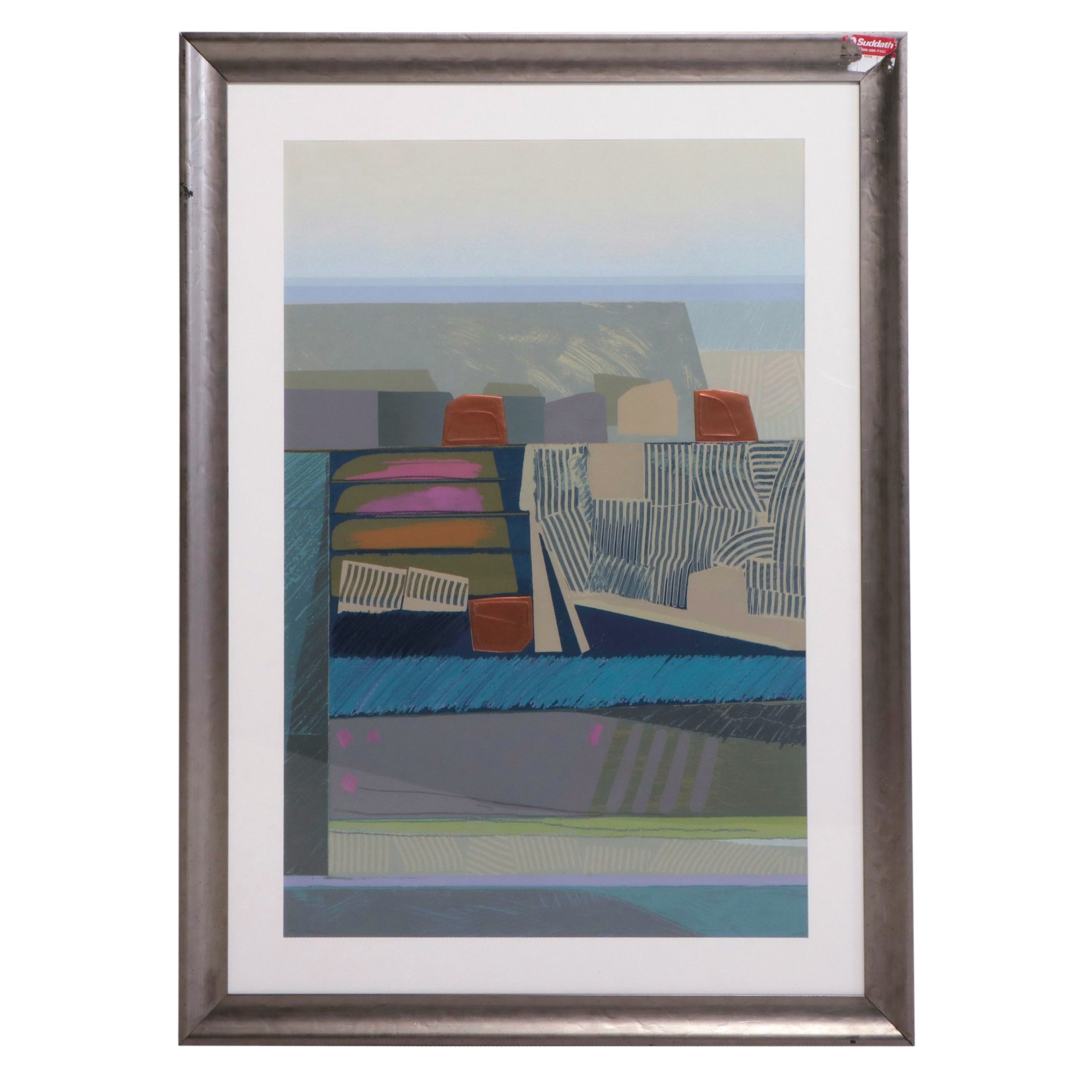 Monumental Silkscreen on Paper of Abstract Composition,  Late 20th/21st Century