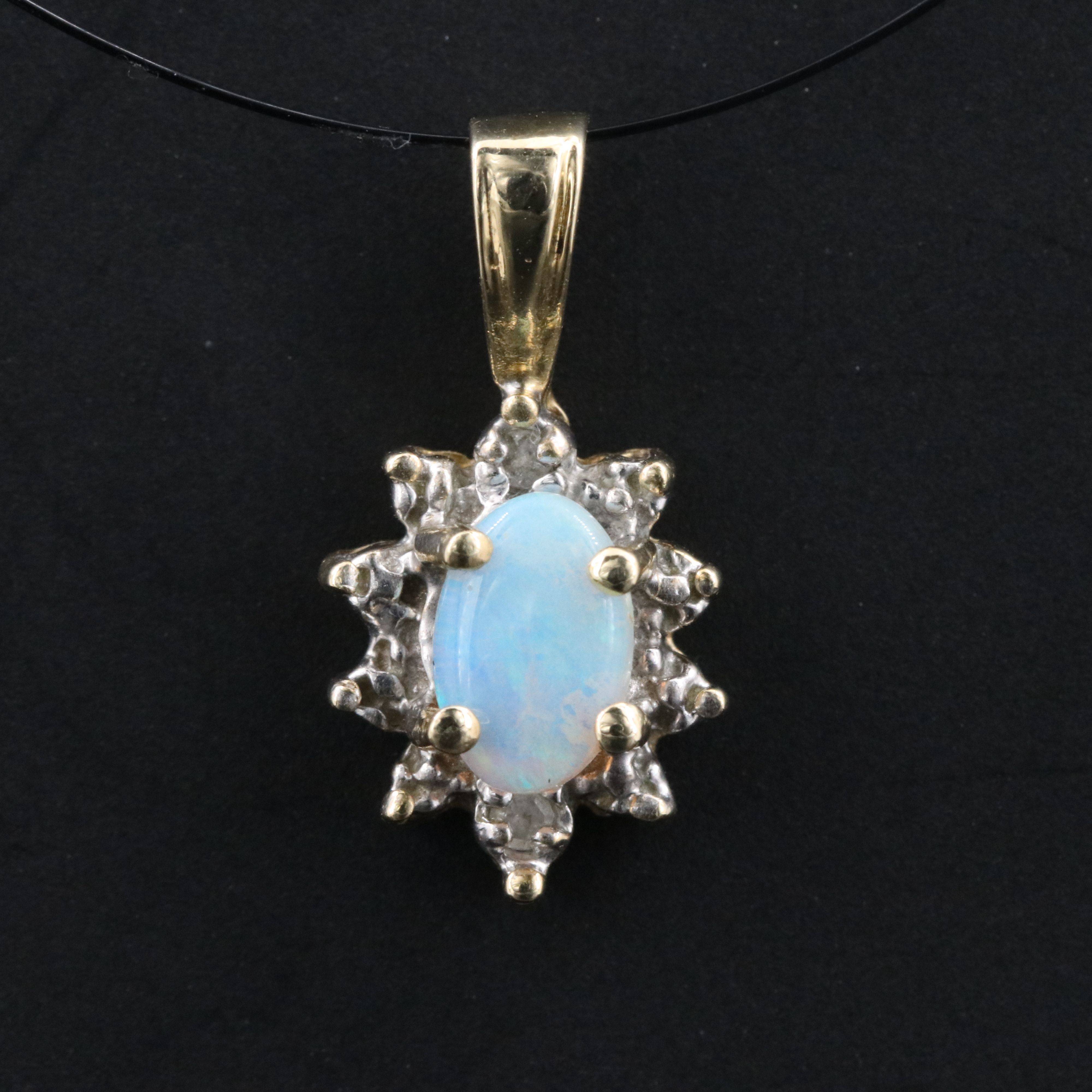 10K Opal and Diamond Pendant