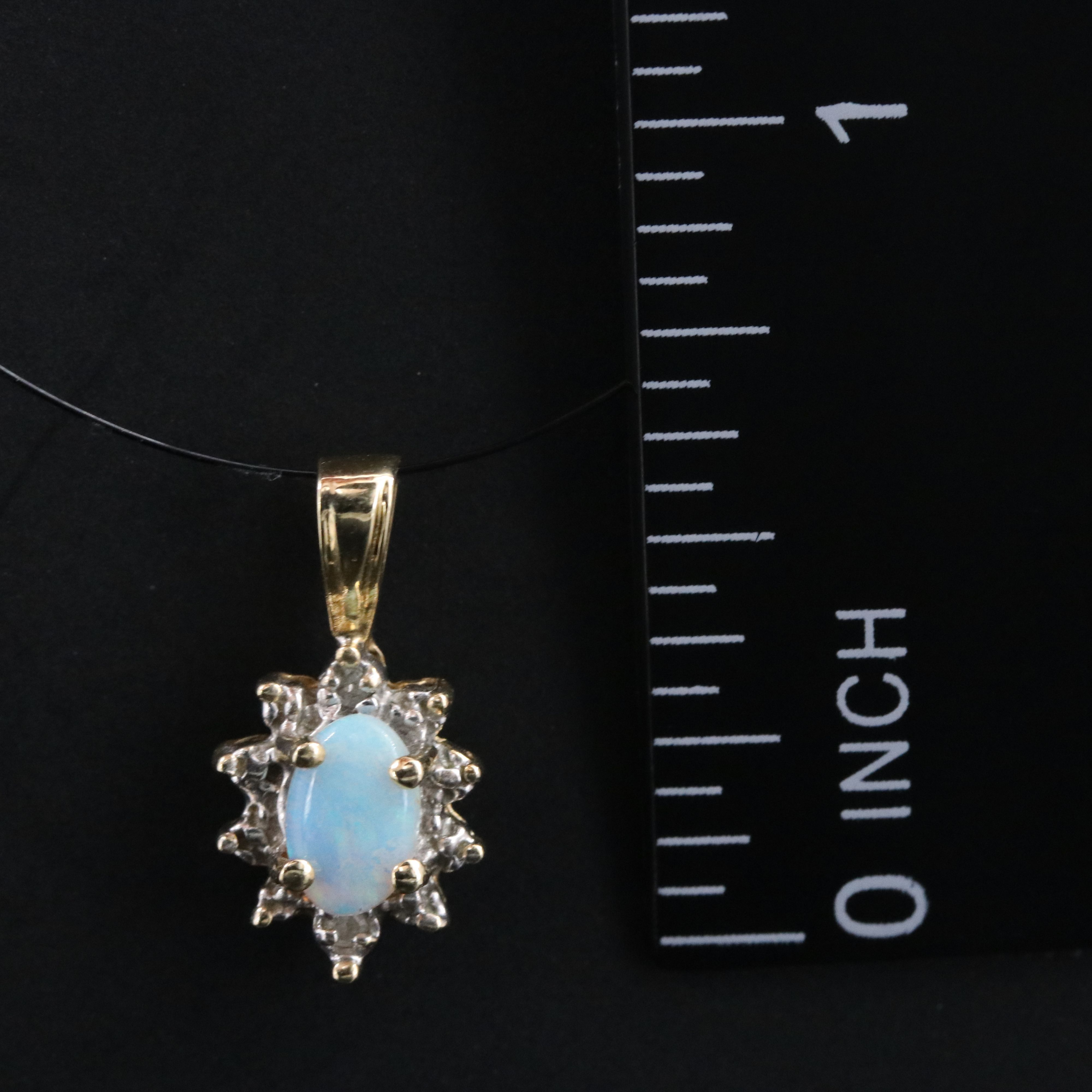 10K Opal and Diamond Pendant