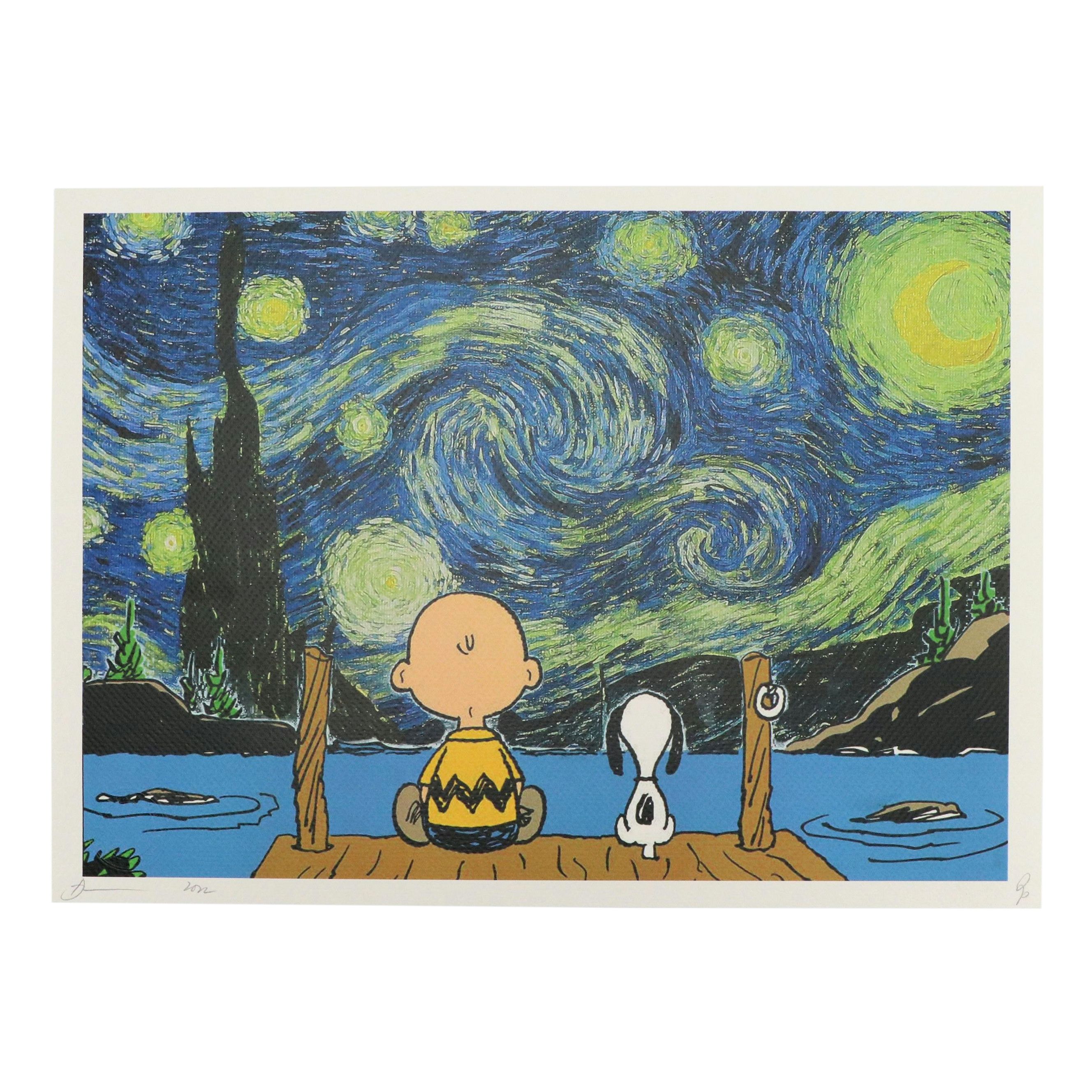 Death NYC Pop Art Graphic Print Featuring Charlie Brown, Snoopy x Van Gogh, 2022
