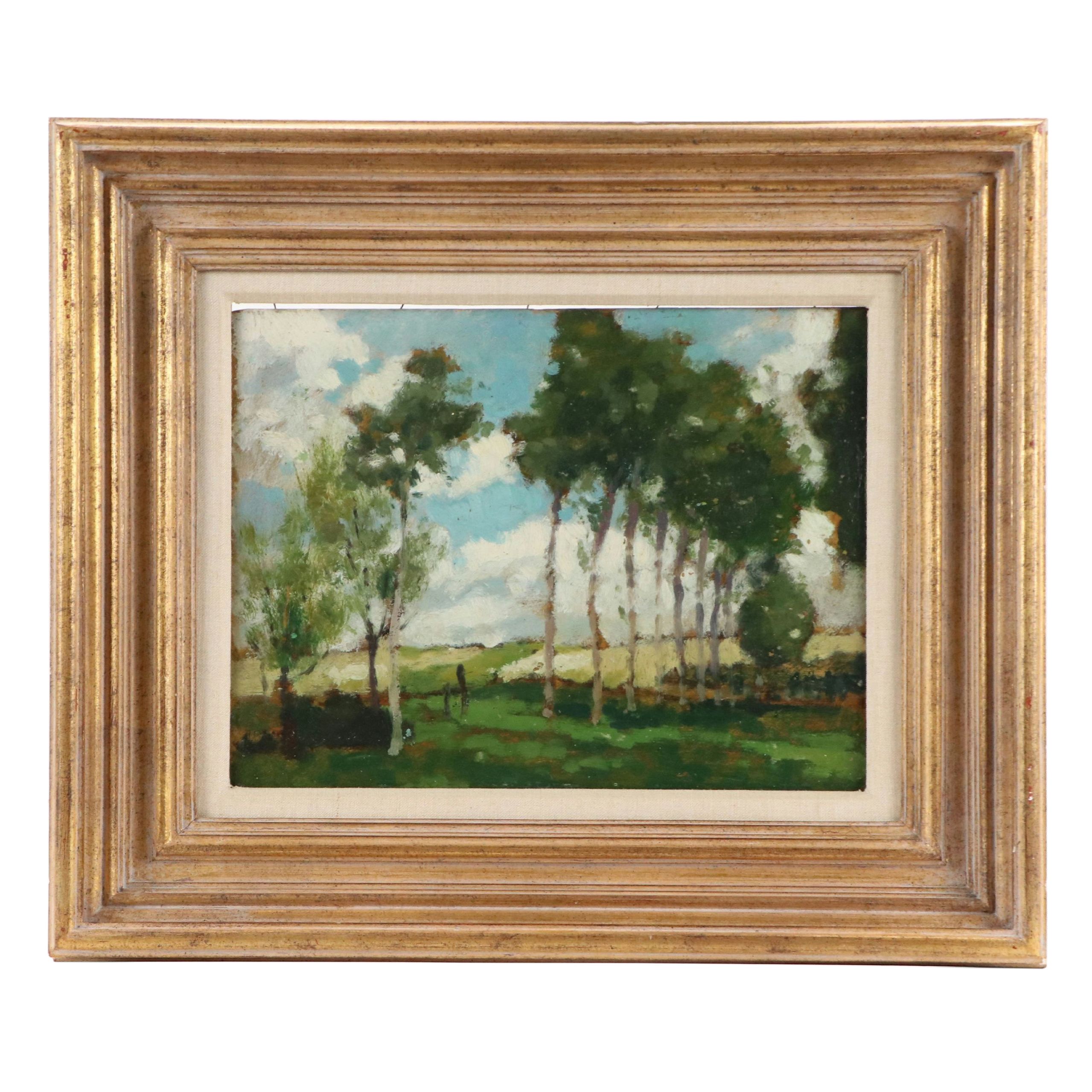 George Elmer Brown Oil Painting "Landscape with Trees," Early to Mid-20th C.