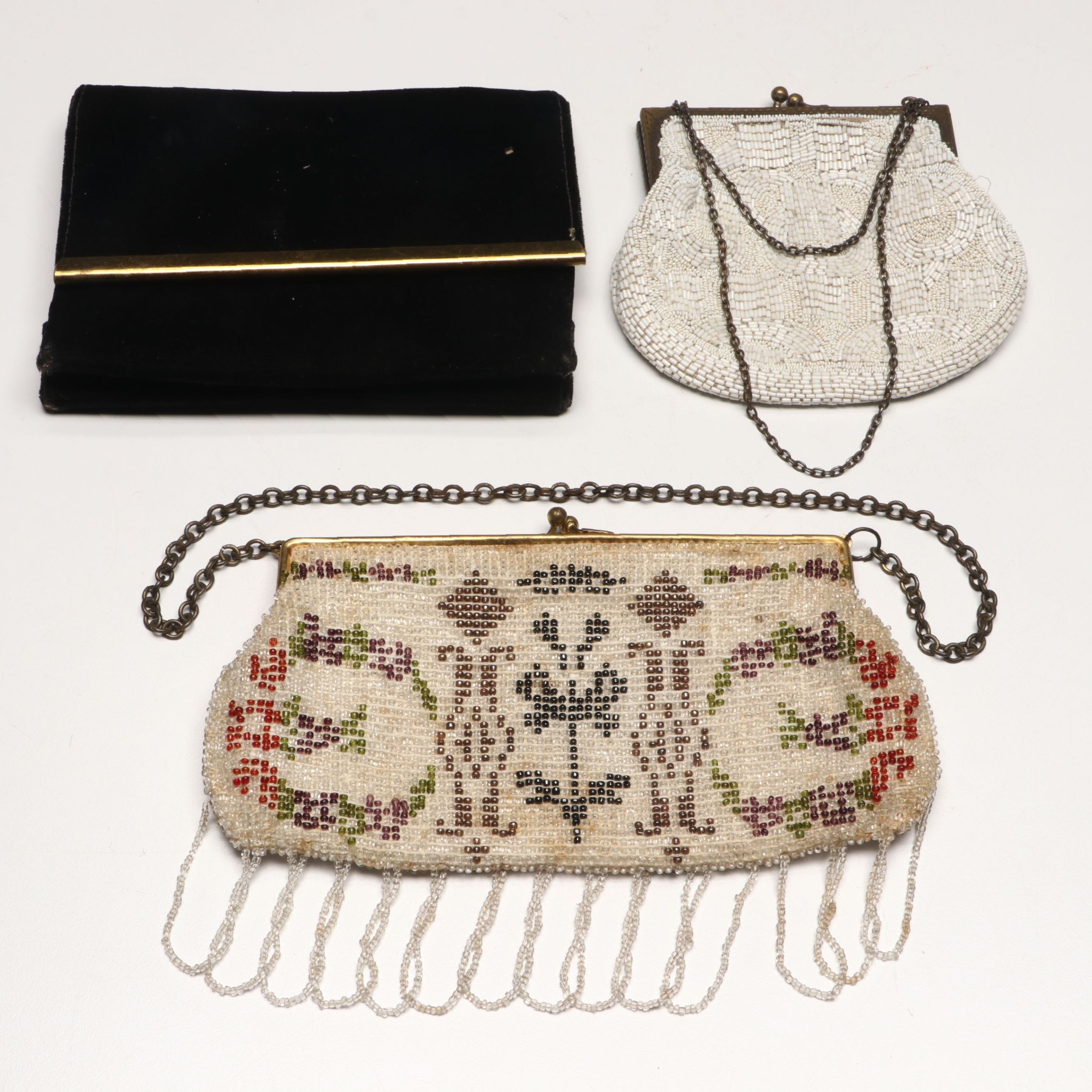 Vintage Velveteen Clutch and Beaded Kisslock Purses