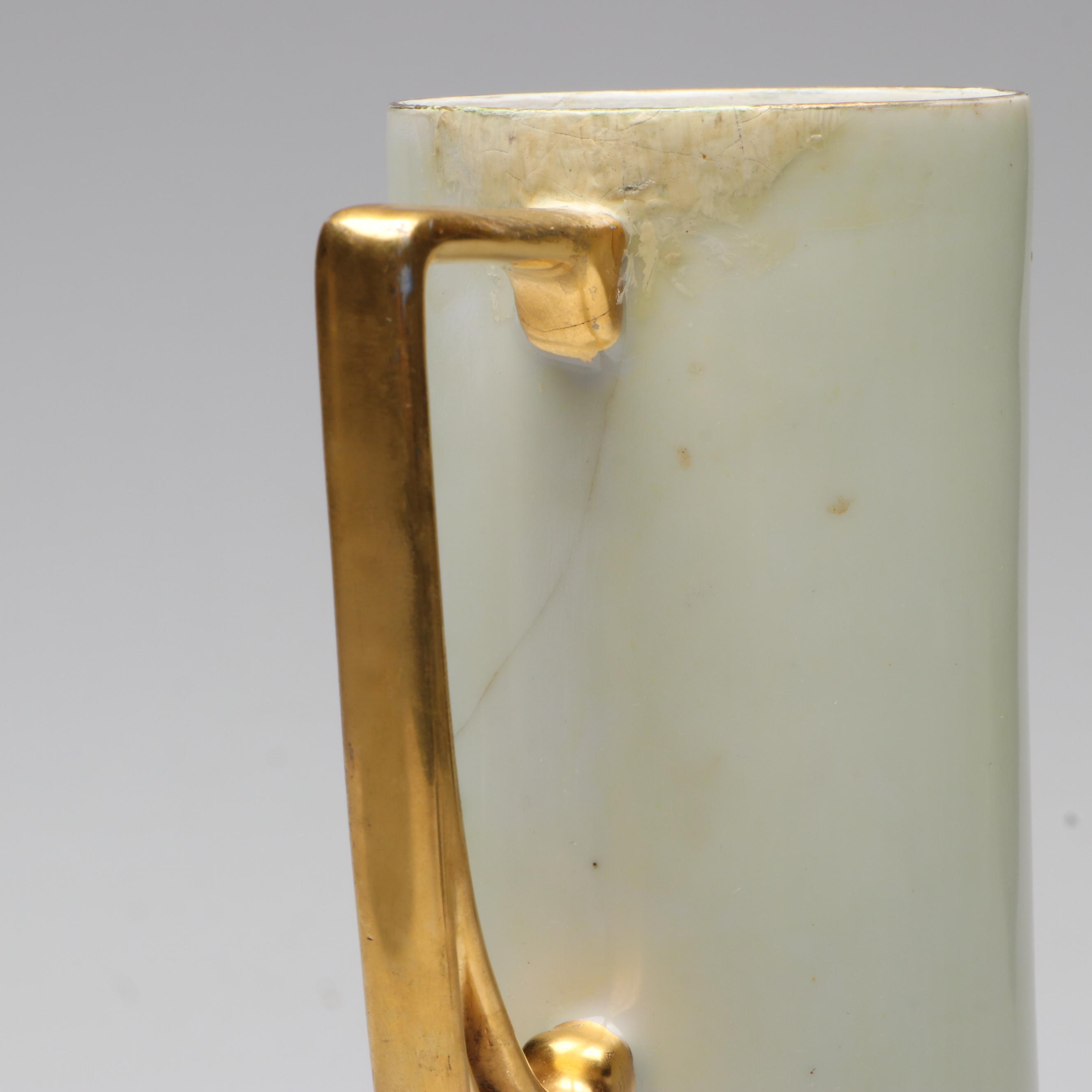 Schonwald Bavarian Jugendstil Porcelain Vase with Gilt Handles, 1919-1927