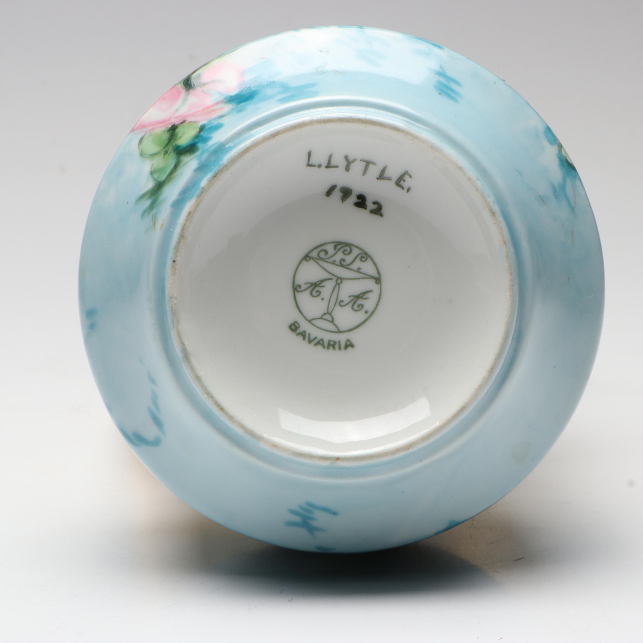 Schonwald Bavarian Jugendstil Porcelain Vase with Gilt Handles, 1919-1927