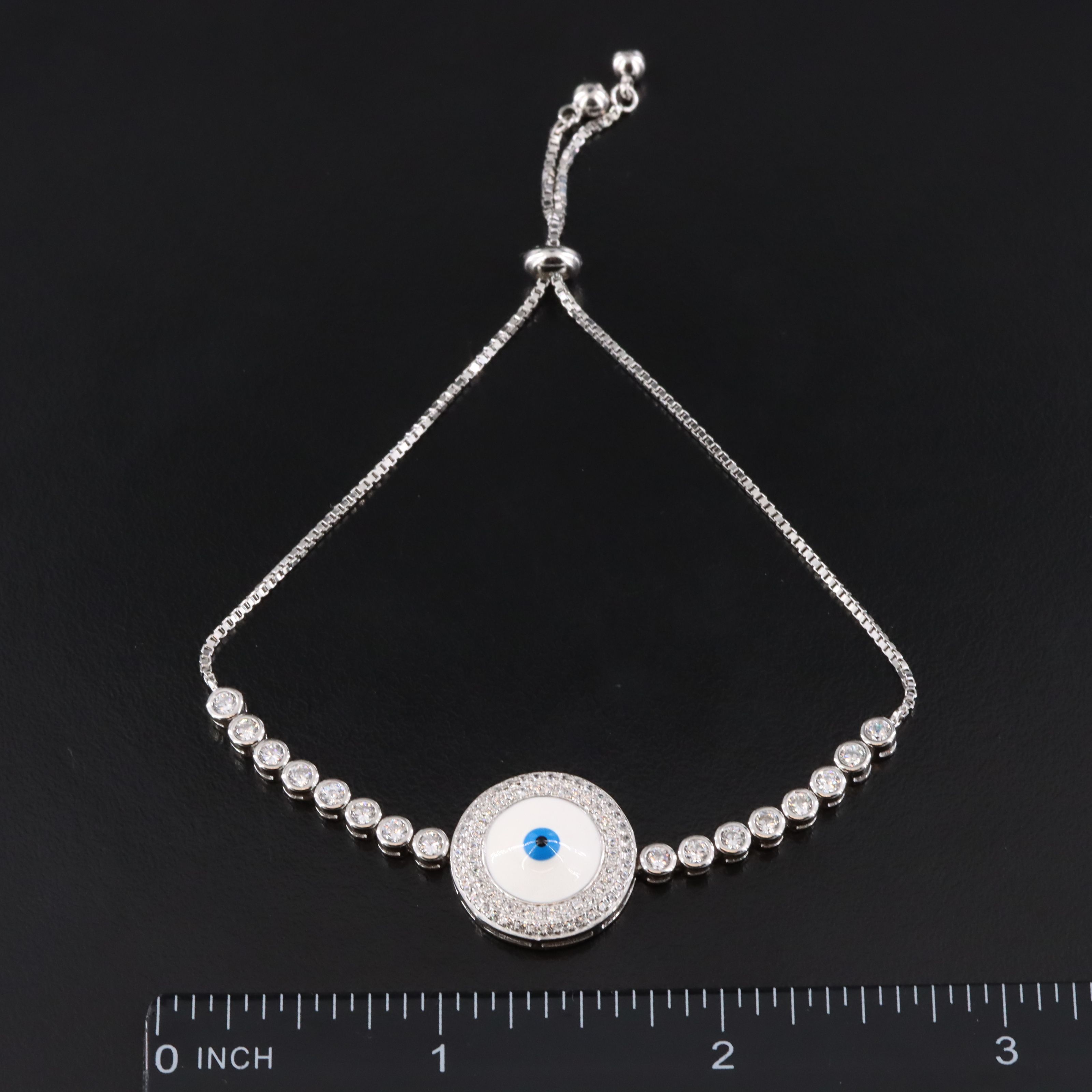 Sterling Evil Eye Bolo Bracelet
