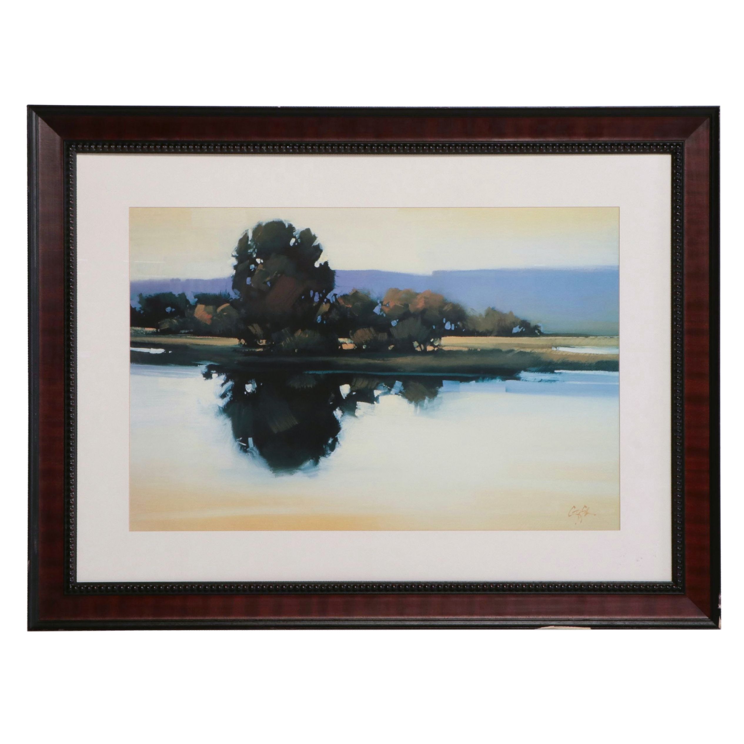 Large-Scale Offset Lithograph After Gregory Stocks "Grove on Water's Edge"