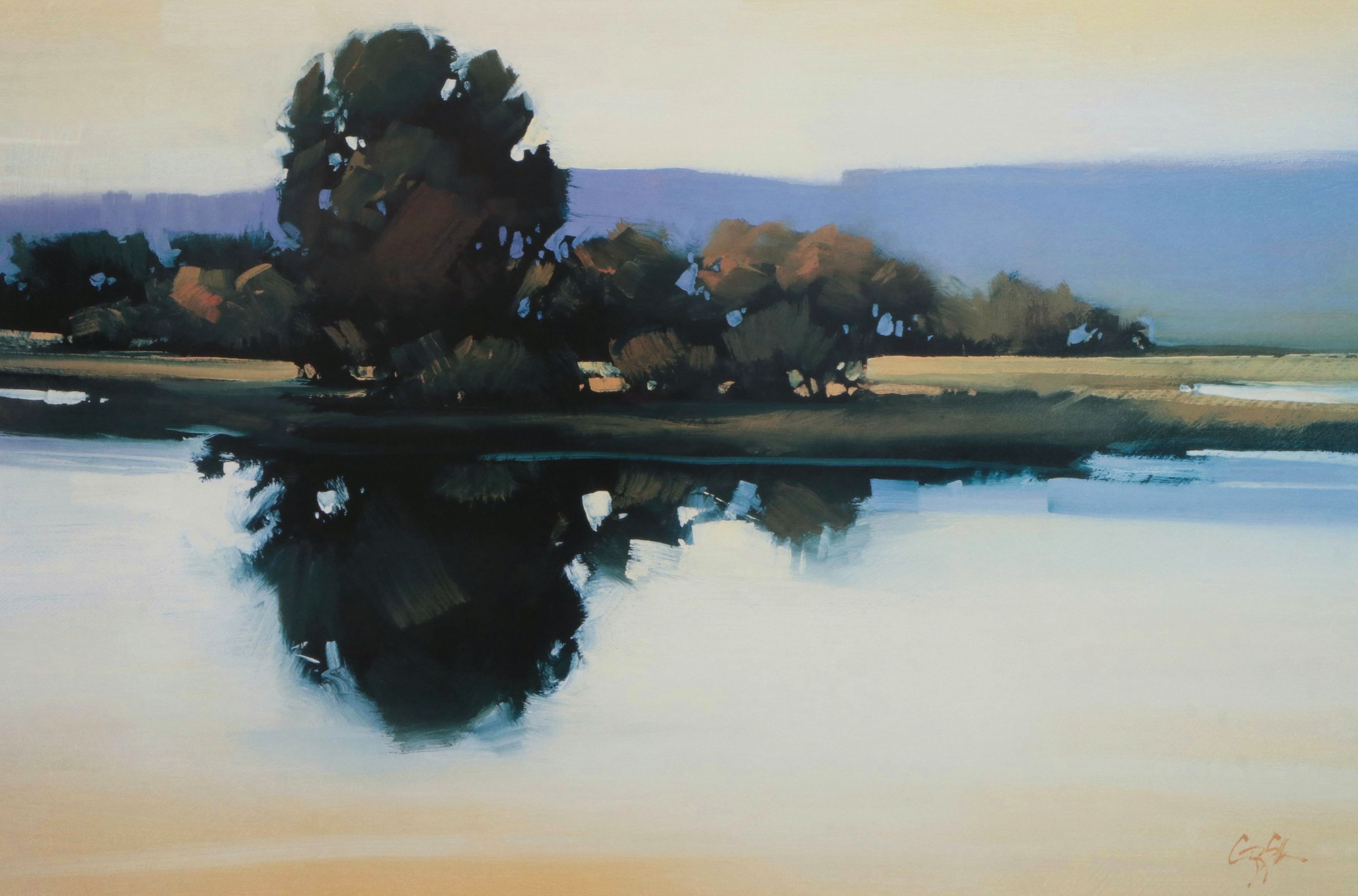 Large-Scale Offset Lithograph After Gregory Stocks "Grove on Water's Edge"