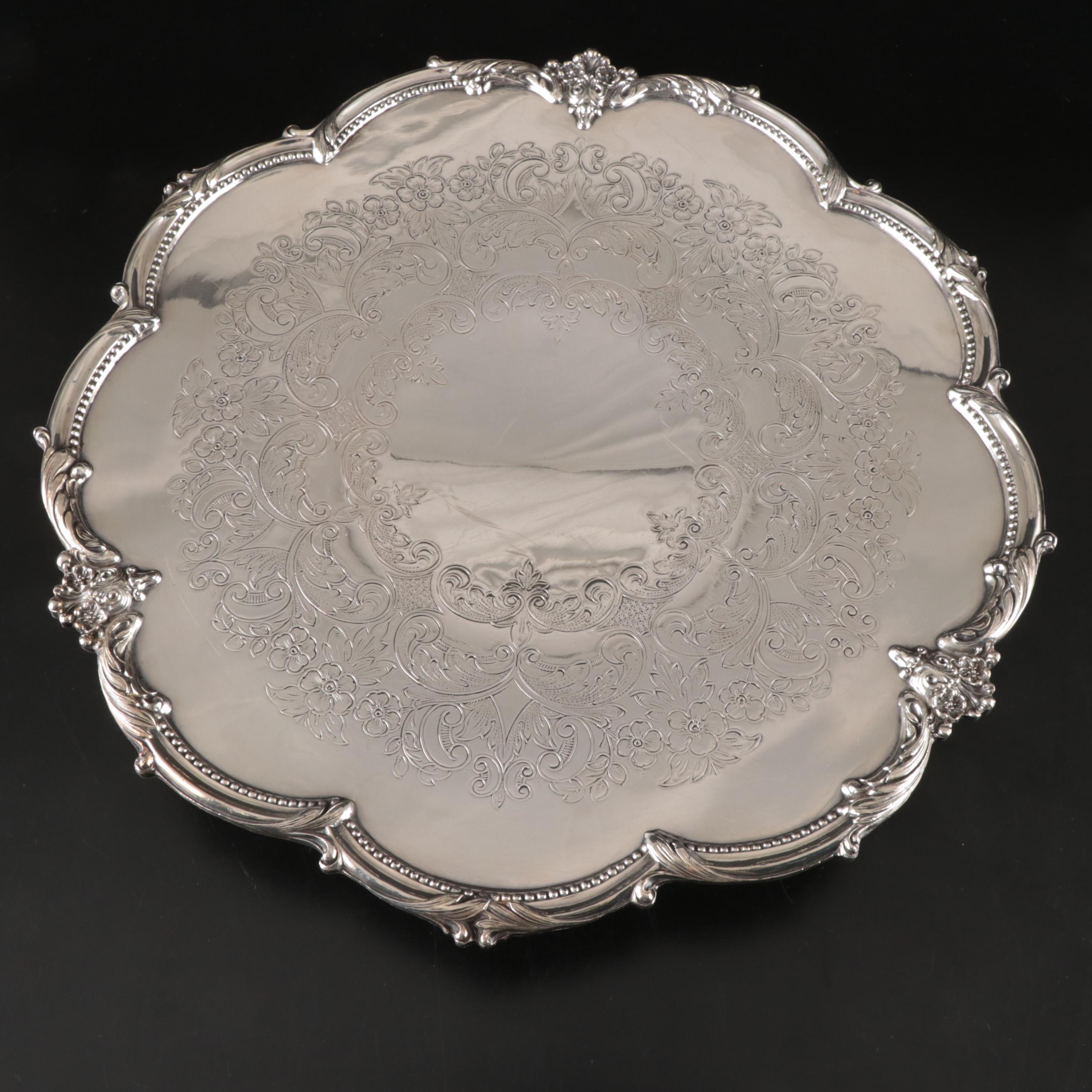Crown Silver Silver Plate Lazy Susan, Mid to Late 20th Century