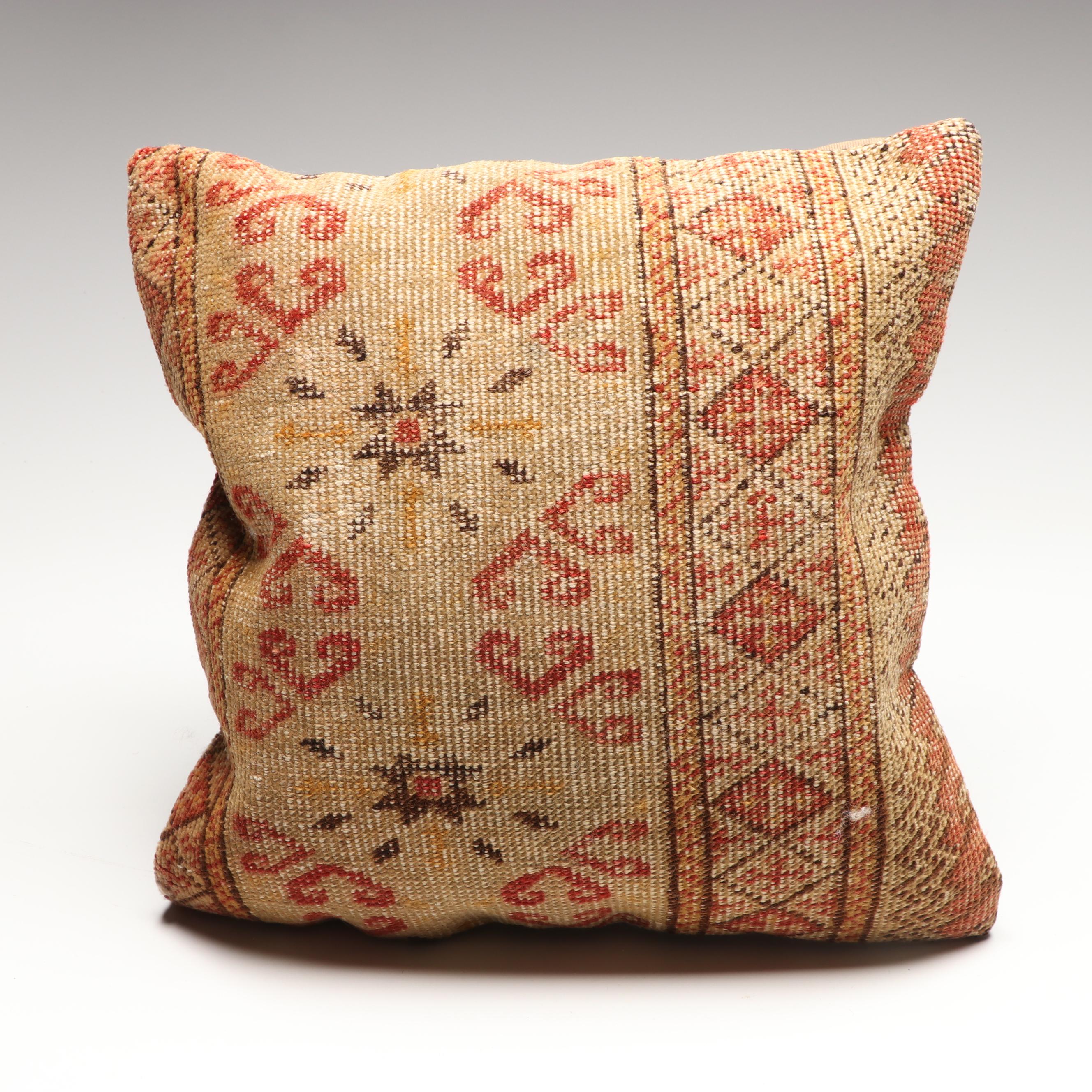 Turkish Oushak Rug Wool and Cotton Throw Pillows