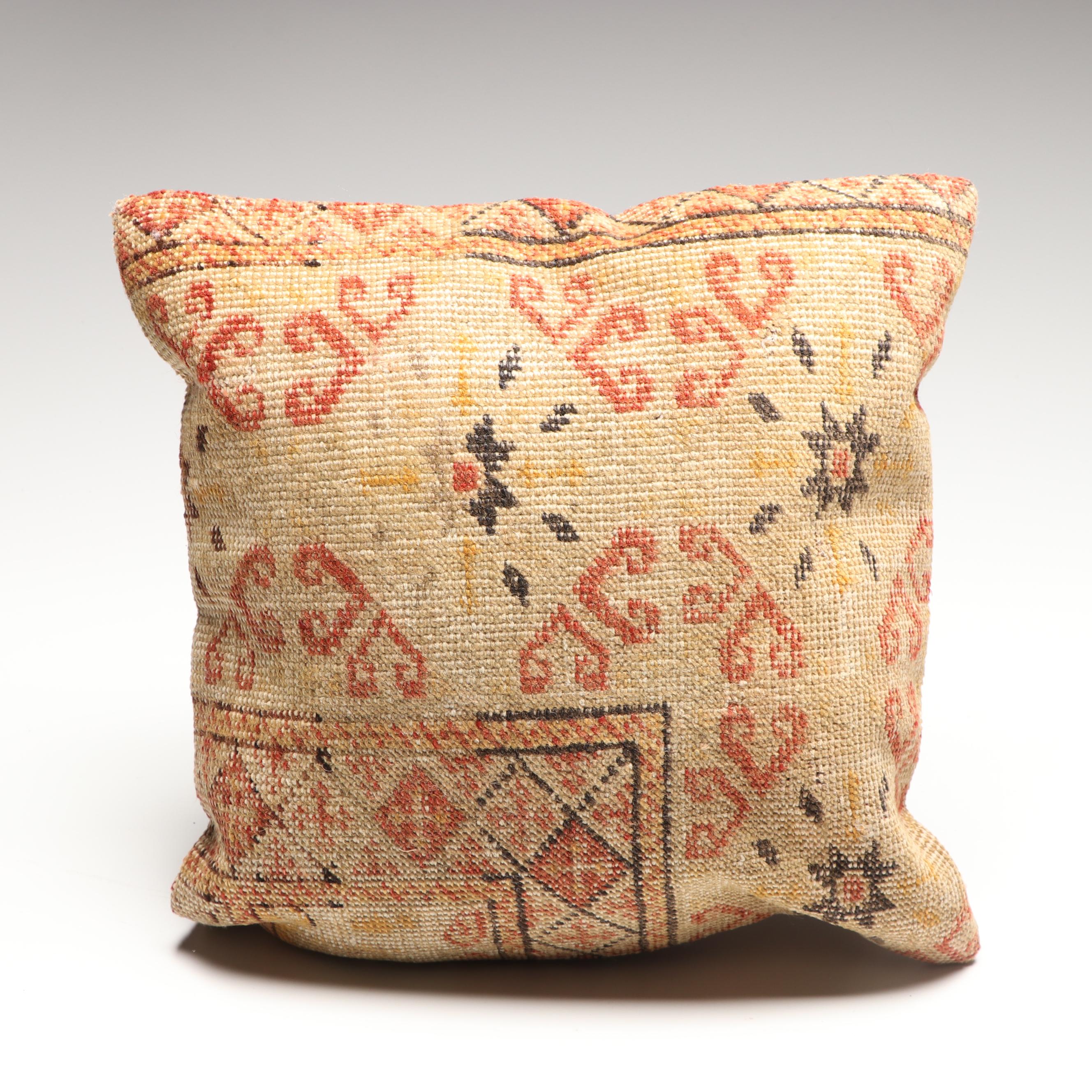 Turkish Oushak Rug Wool and Cotton Throw Pillows