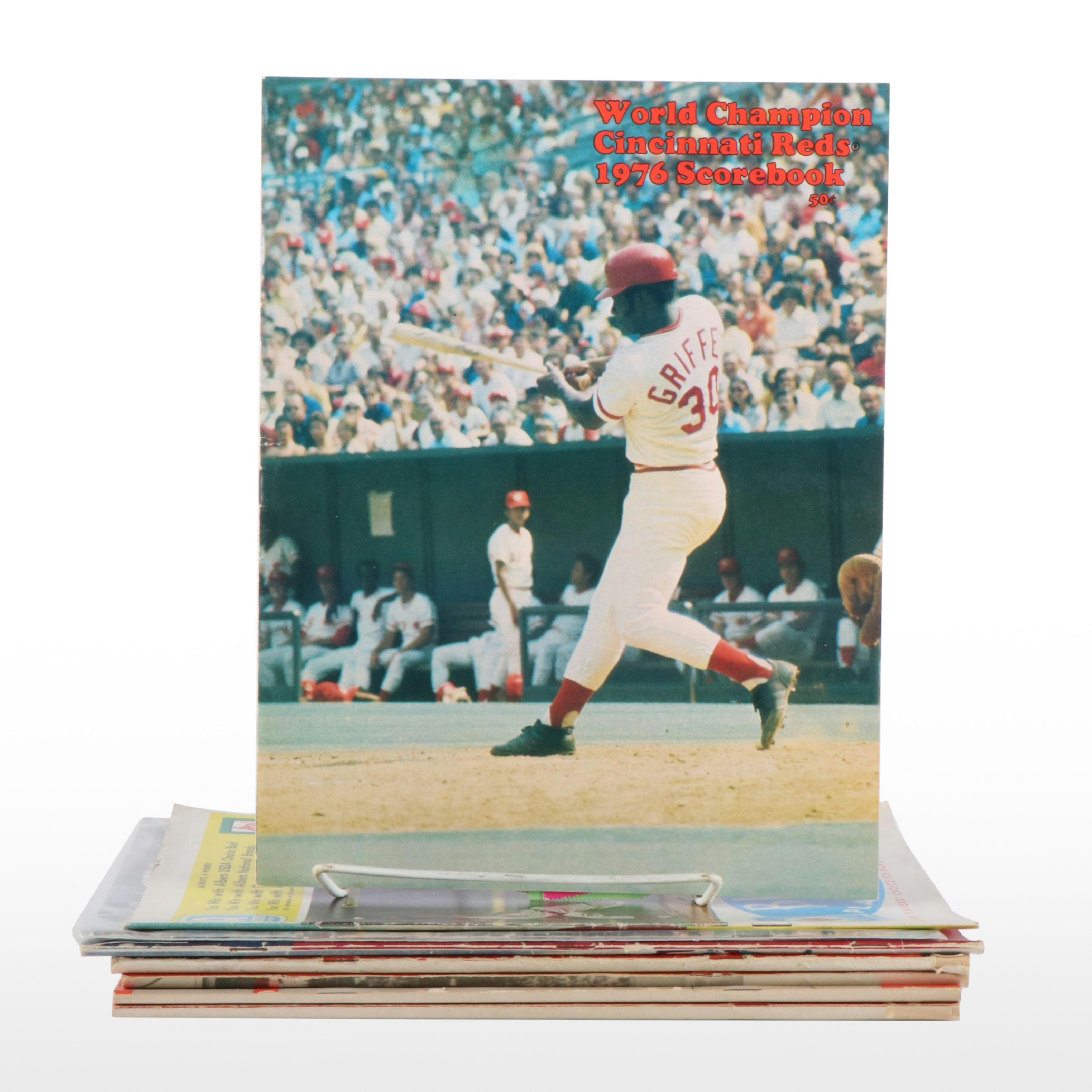 Eight Vintage Cincinnati Reds Scorebooks and Yearbooks, Incl. 1939 World Series