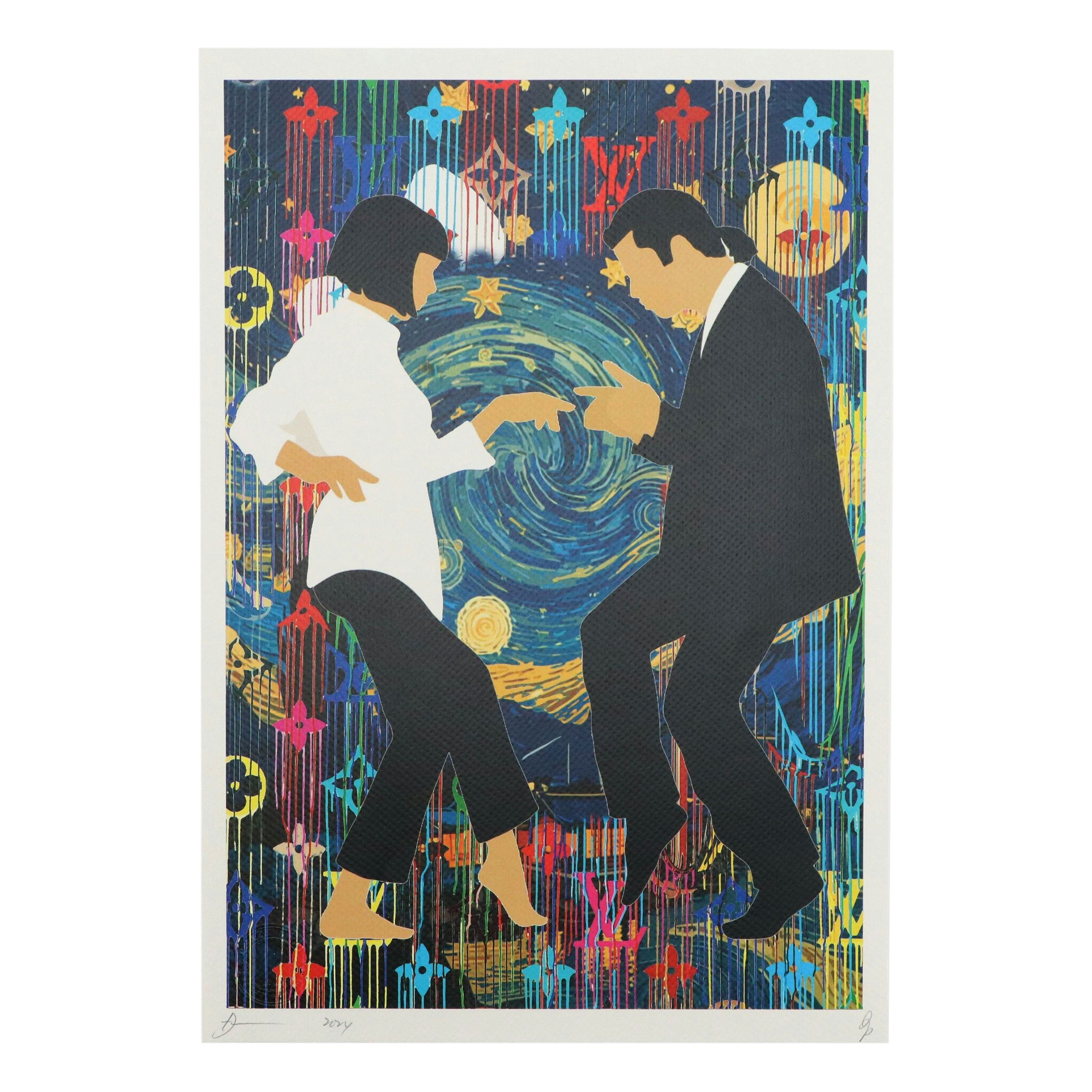 Death NYC Pop Art Graphic Print of Pulp Fiction x Van Gogh x LV, 2024