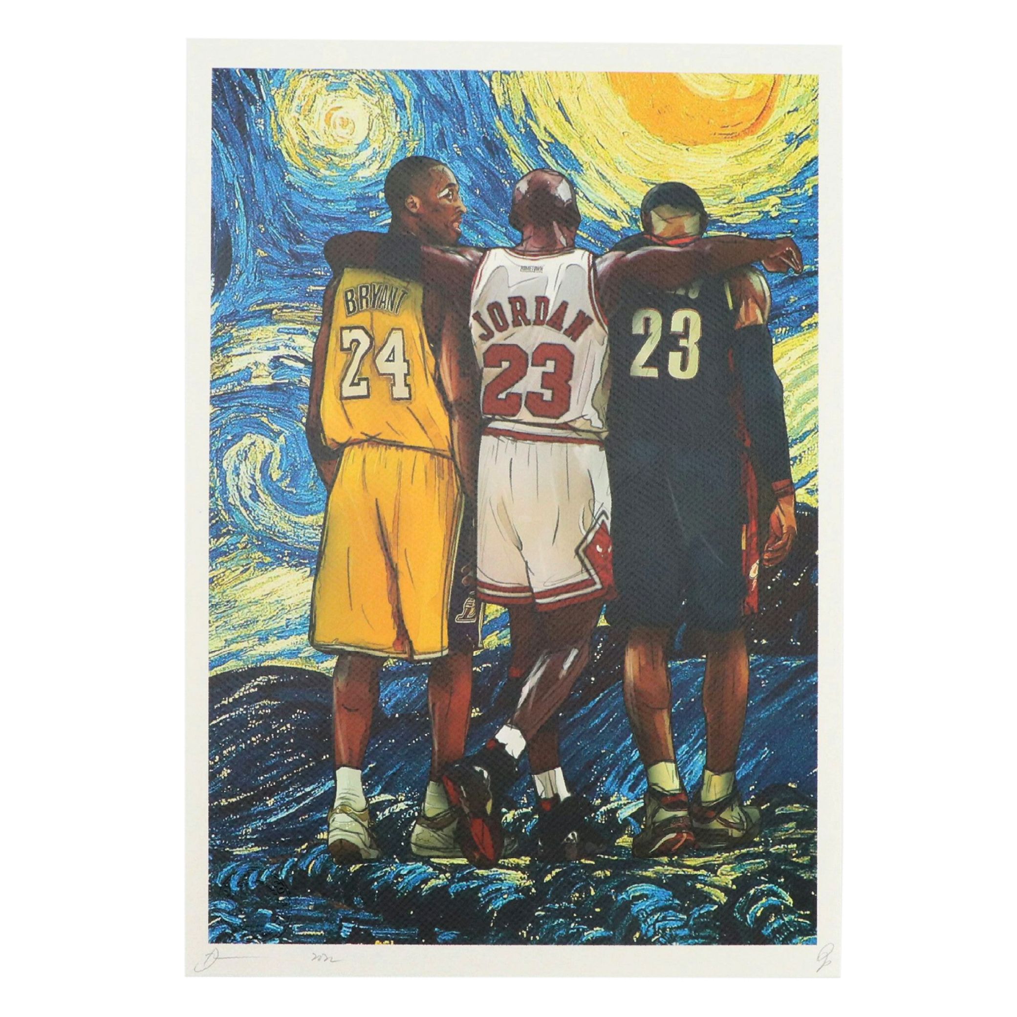 Death NYC Pop Art Graphic Print of Van Gogh x LeBron, Kobe, and Jordan, 2022