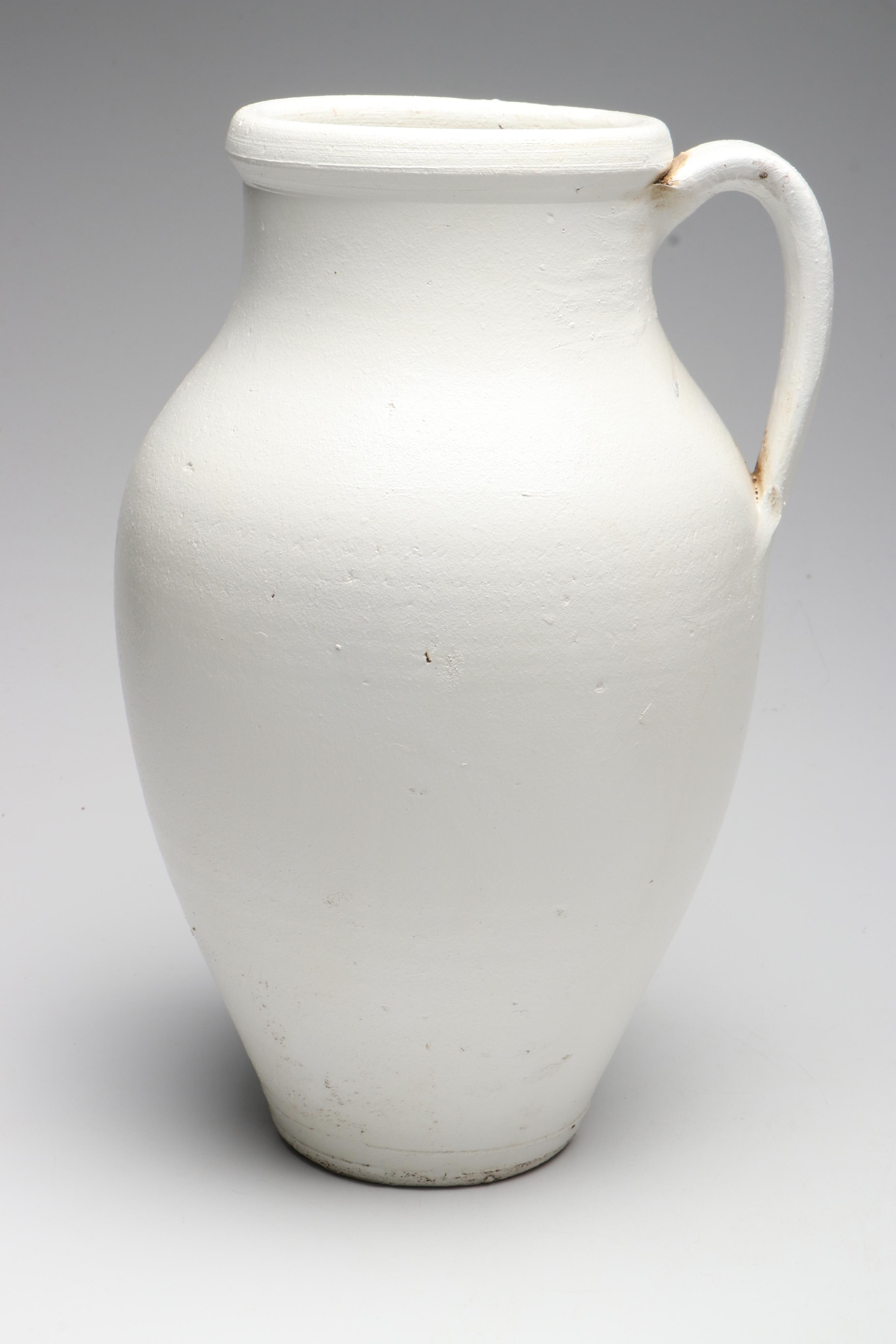 Rustic Farmhouse Ceramic Pitcher and Beige Vase