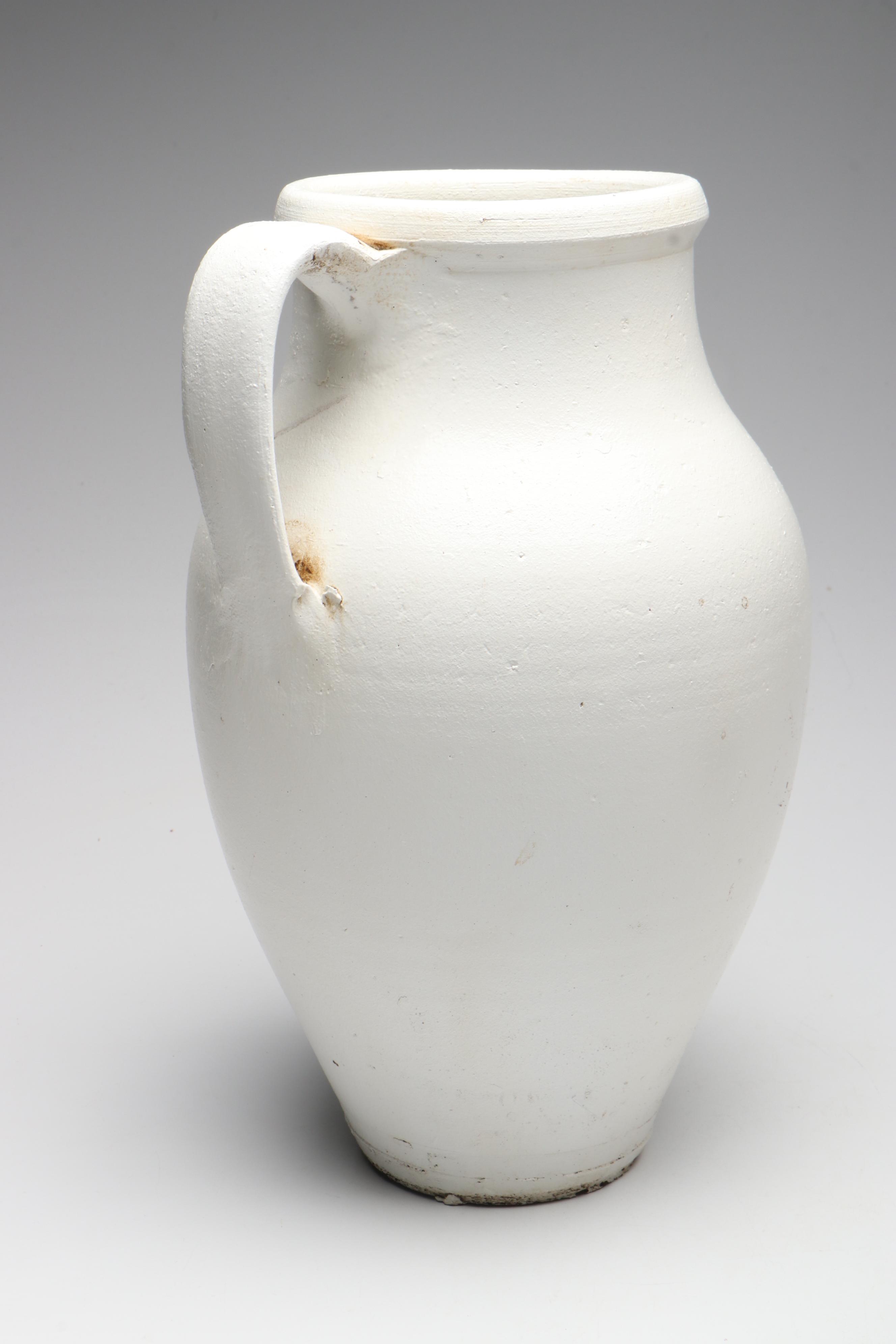 Rustic Farmhouse Ceramic Pitcher and Beige Vase