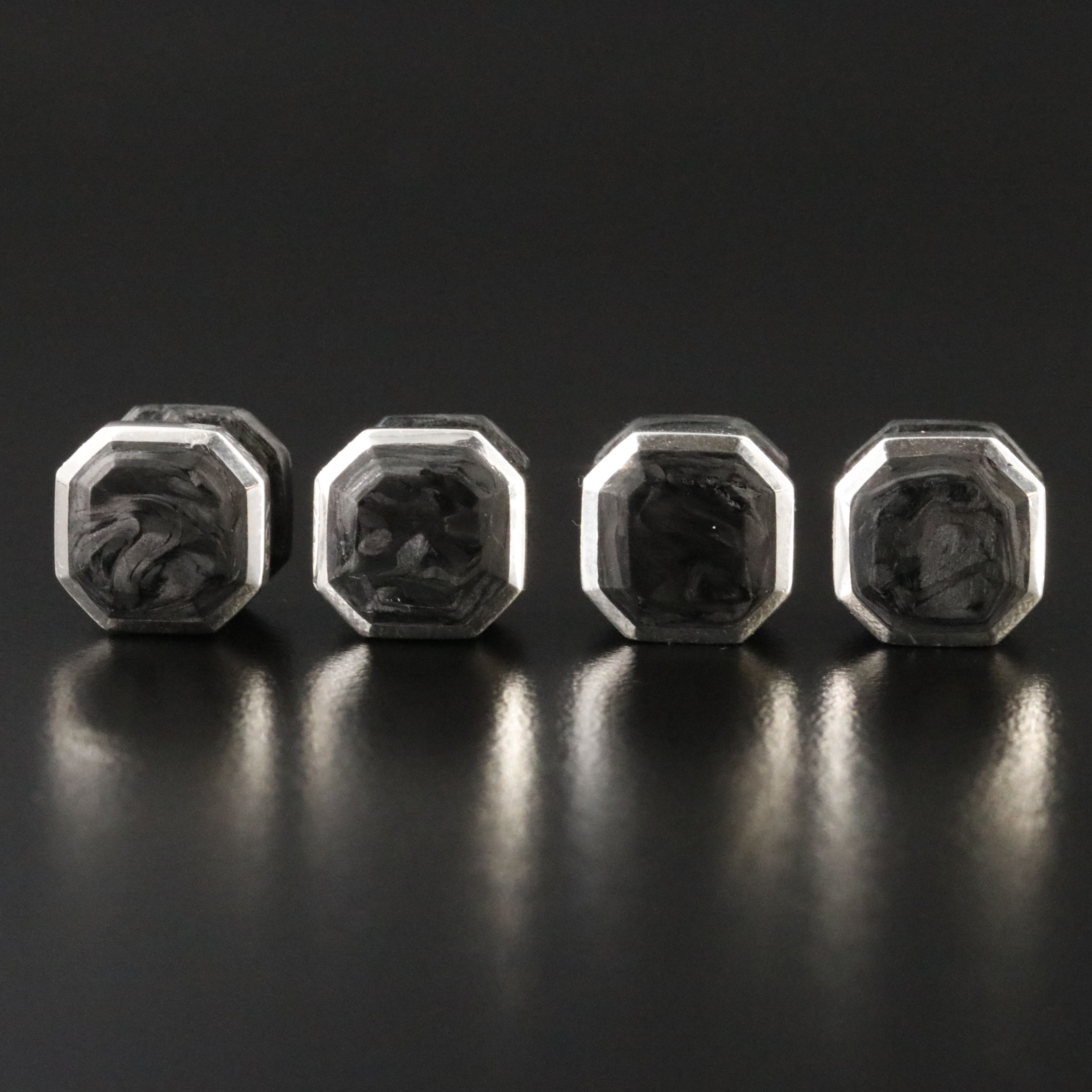 David Yurman Streamline Sterling Forged Carbon Tuxedo Studs