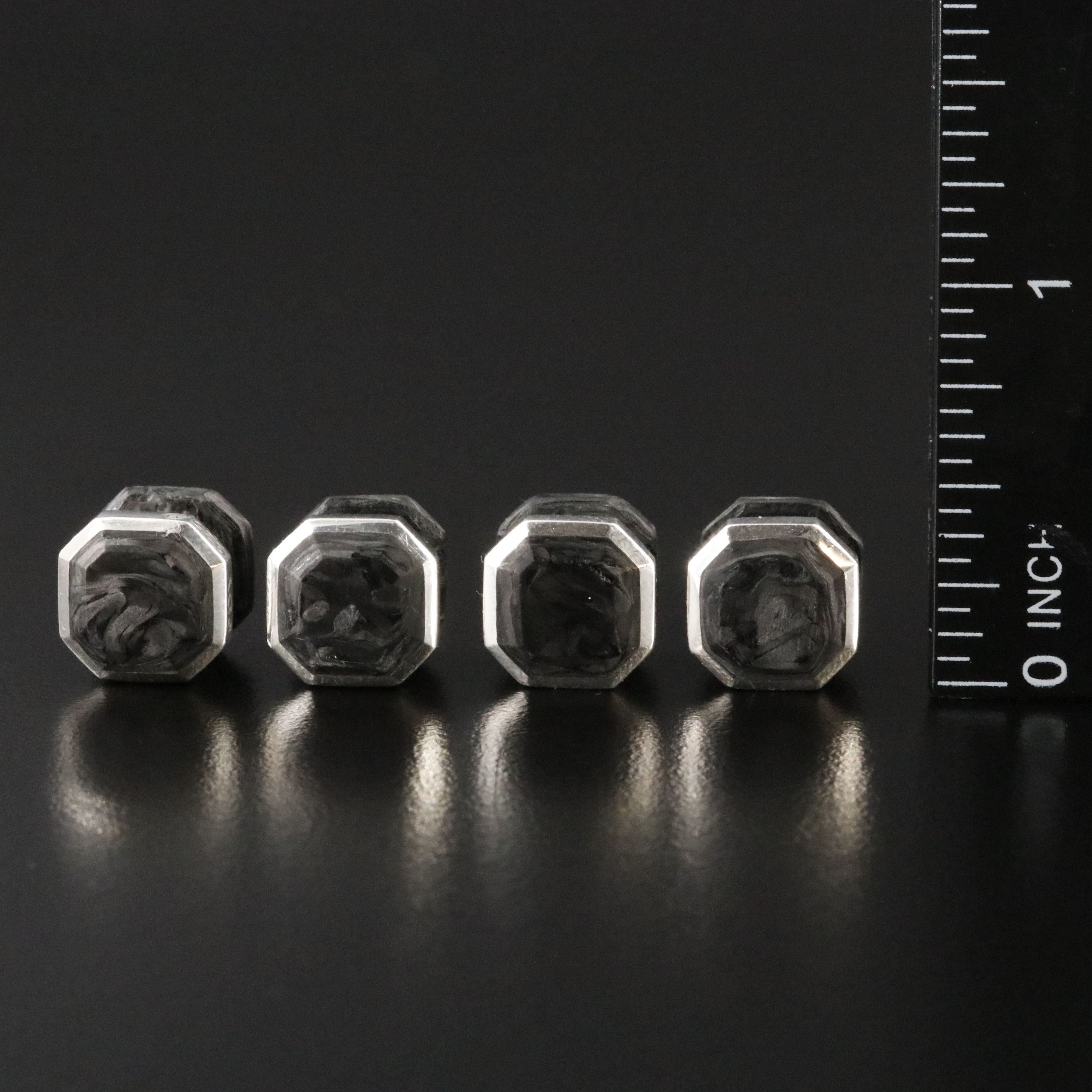 David Yurman Streamline Sterling Forged Carbon Tuxedo Studs