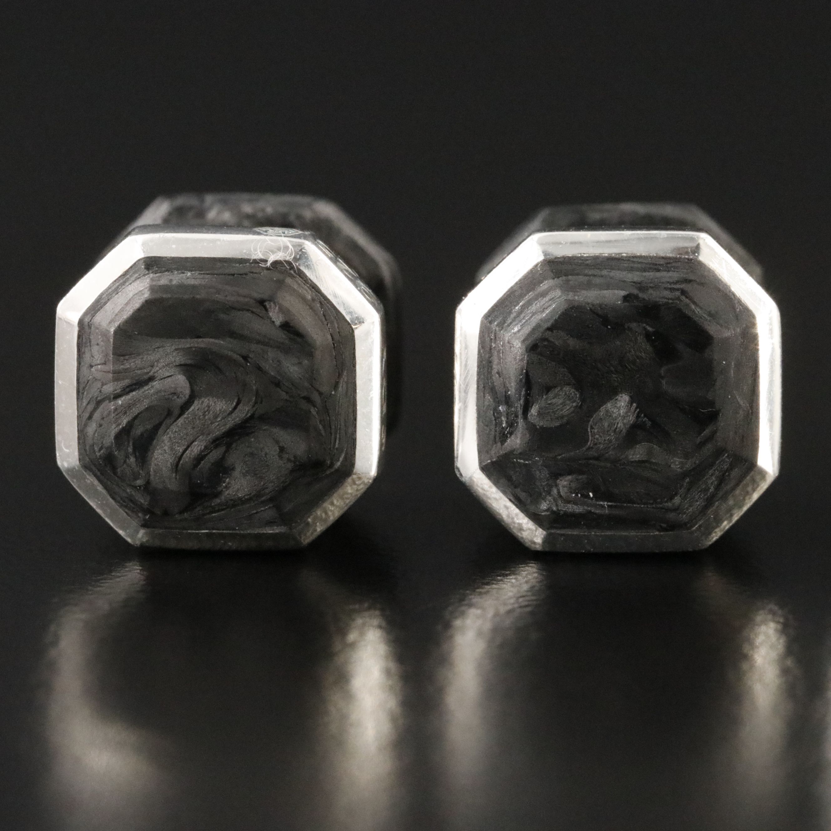 David Yurman Streamline Sterling Forged Carbon Tuxedo Studs