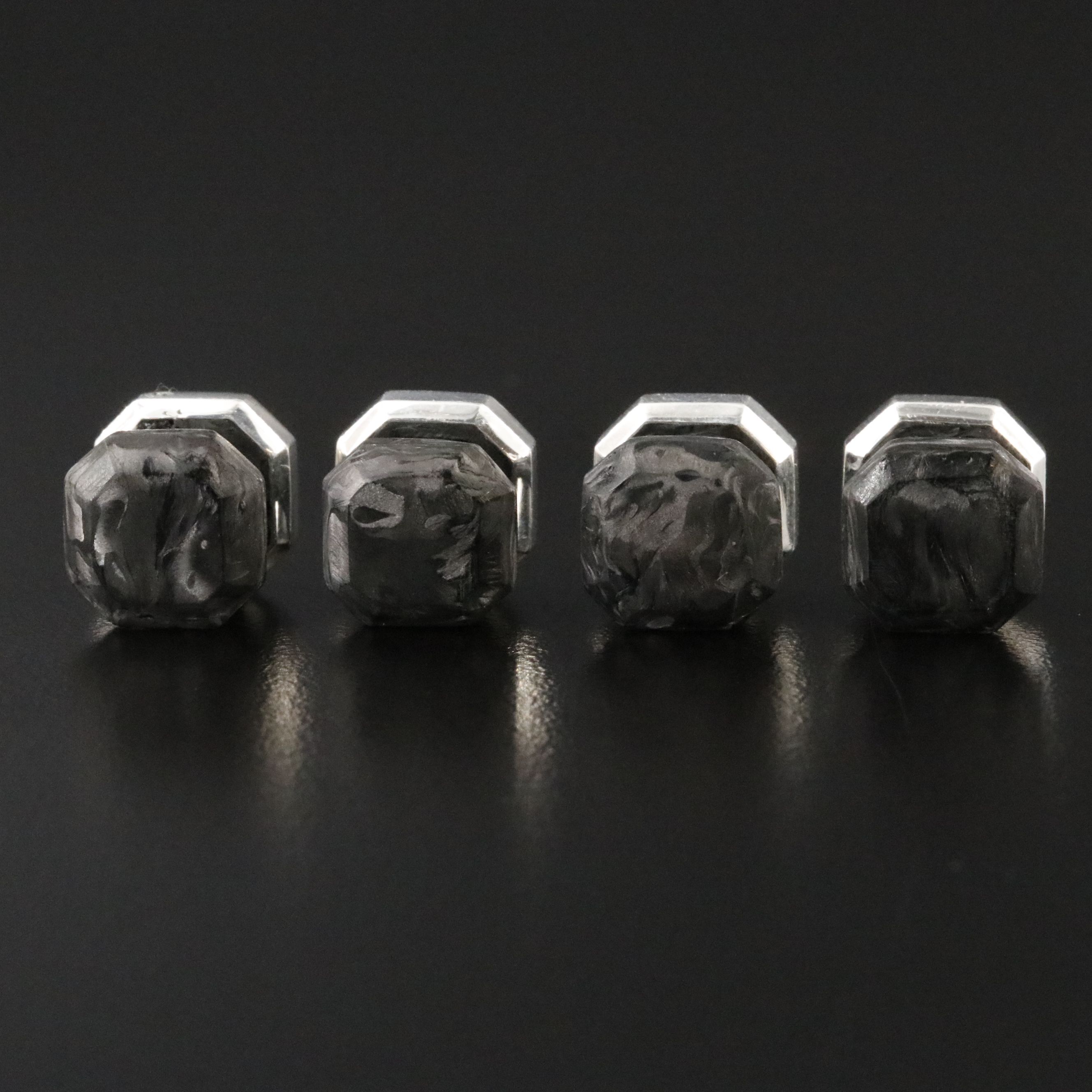 David Yurman Streamline Sterling Forged Carbon Tuxedo Studs