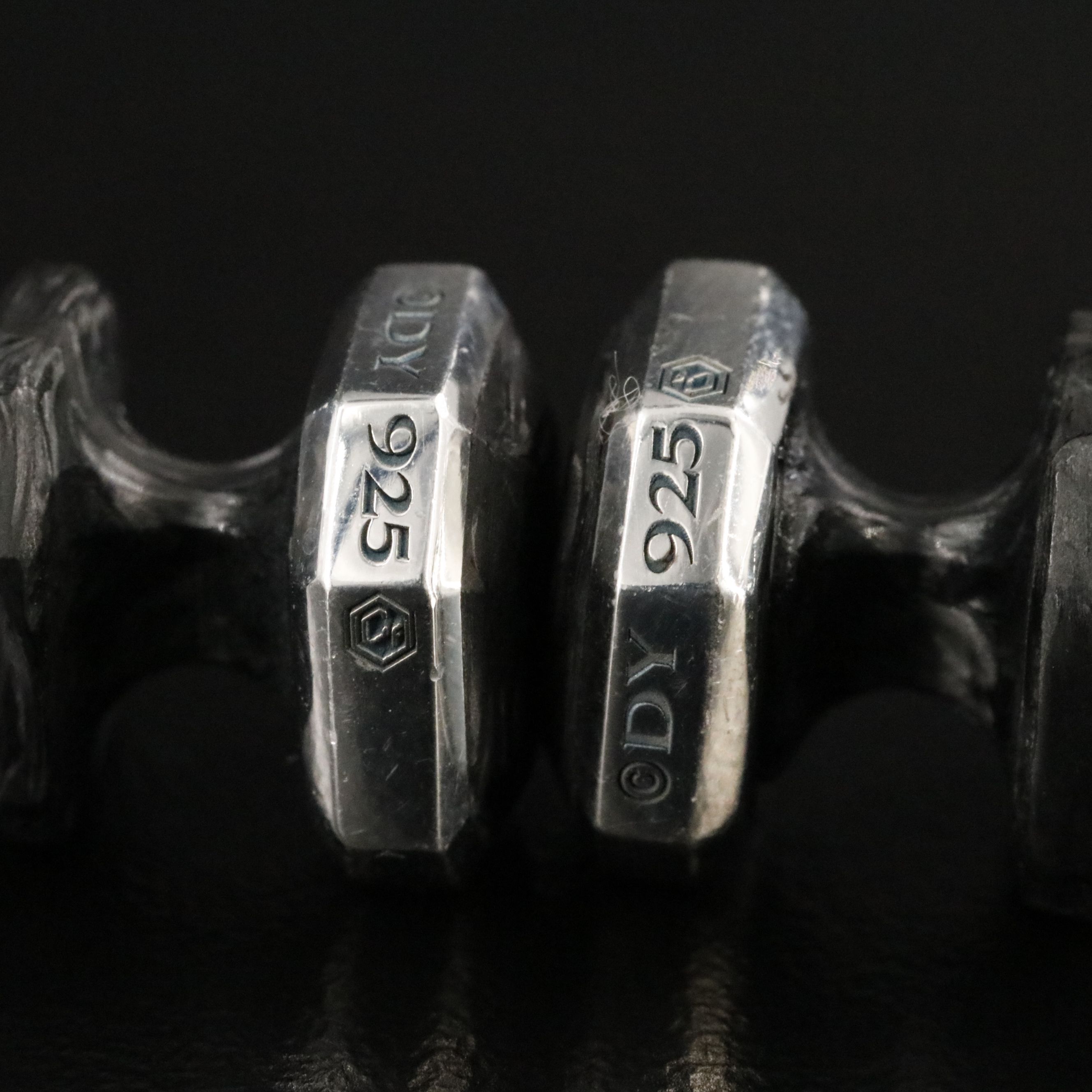 David Yurman Streamline Sterling Forged Carbon Tuxedo Studs