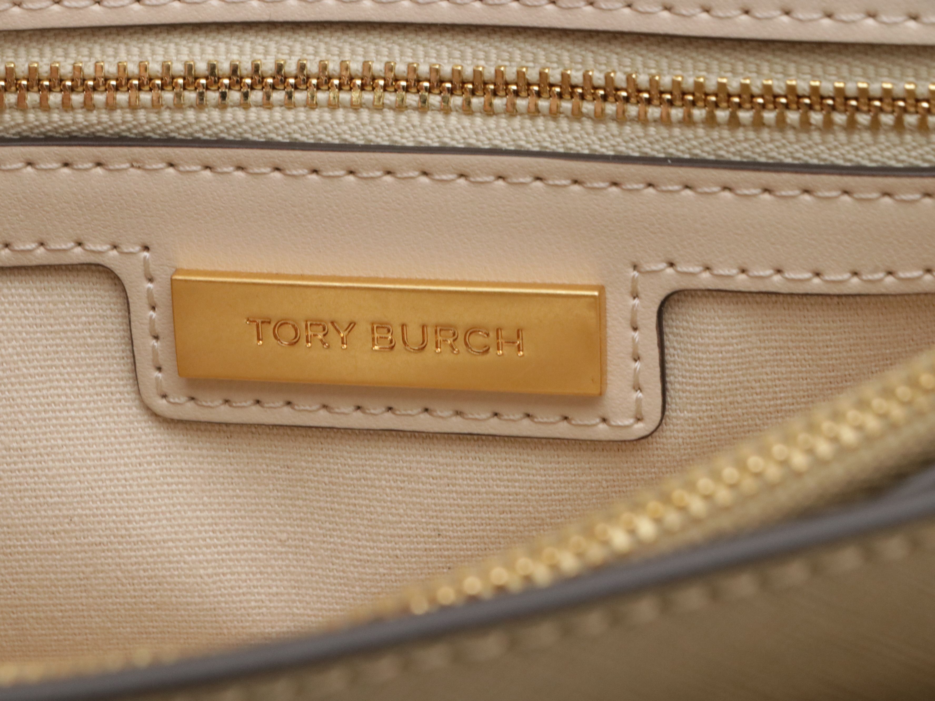 Tory Burch Robinson Convertible Shoulder Bag in Color-Block Neutral Leather