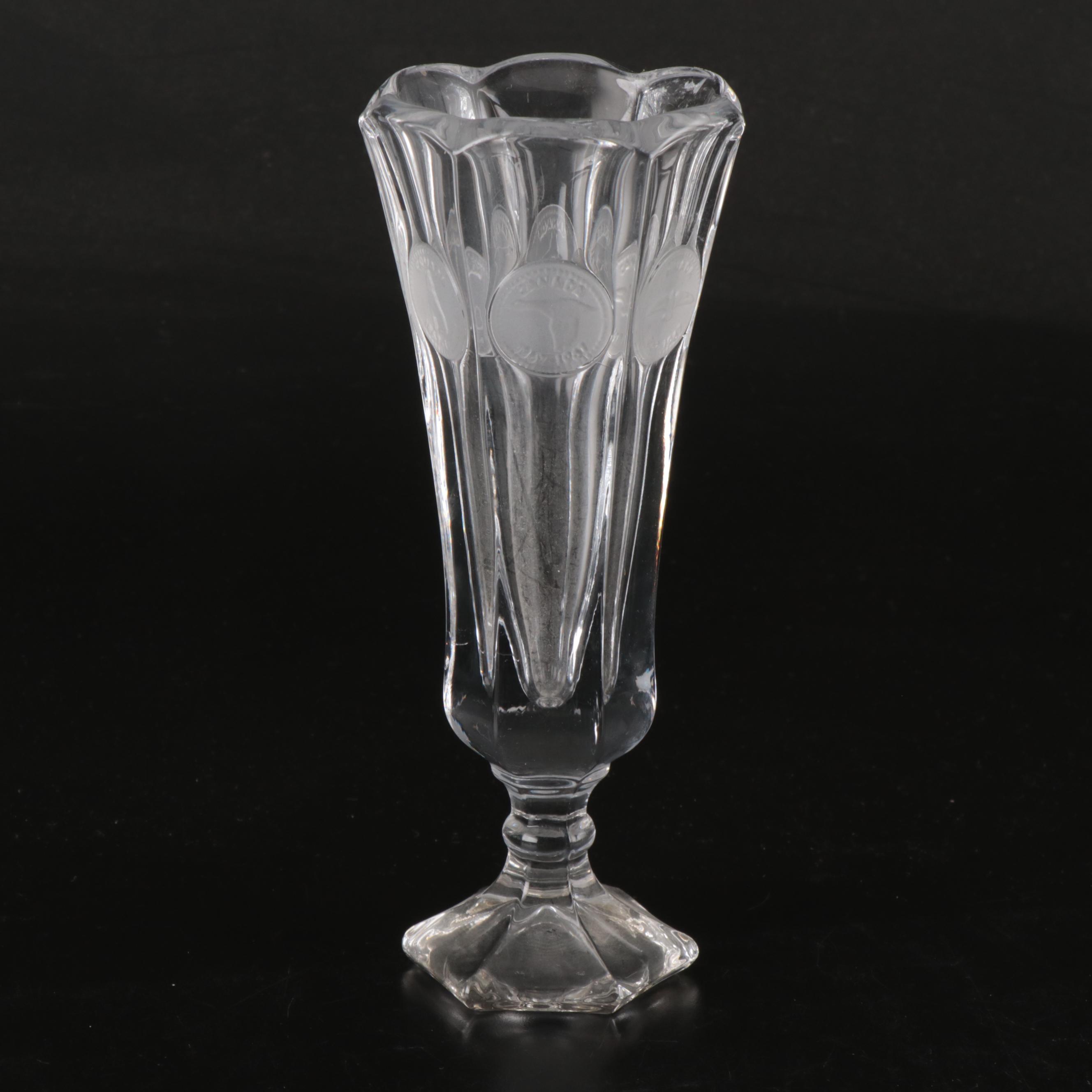 Fostoria "Coin" Glass Vase with EAPG Coasters and Other Tableware