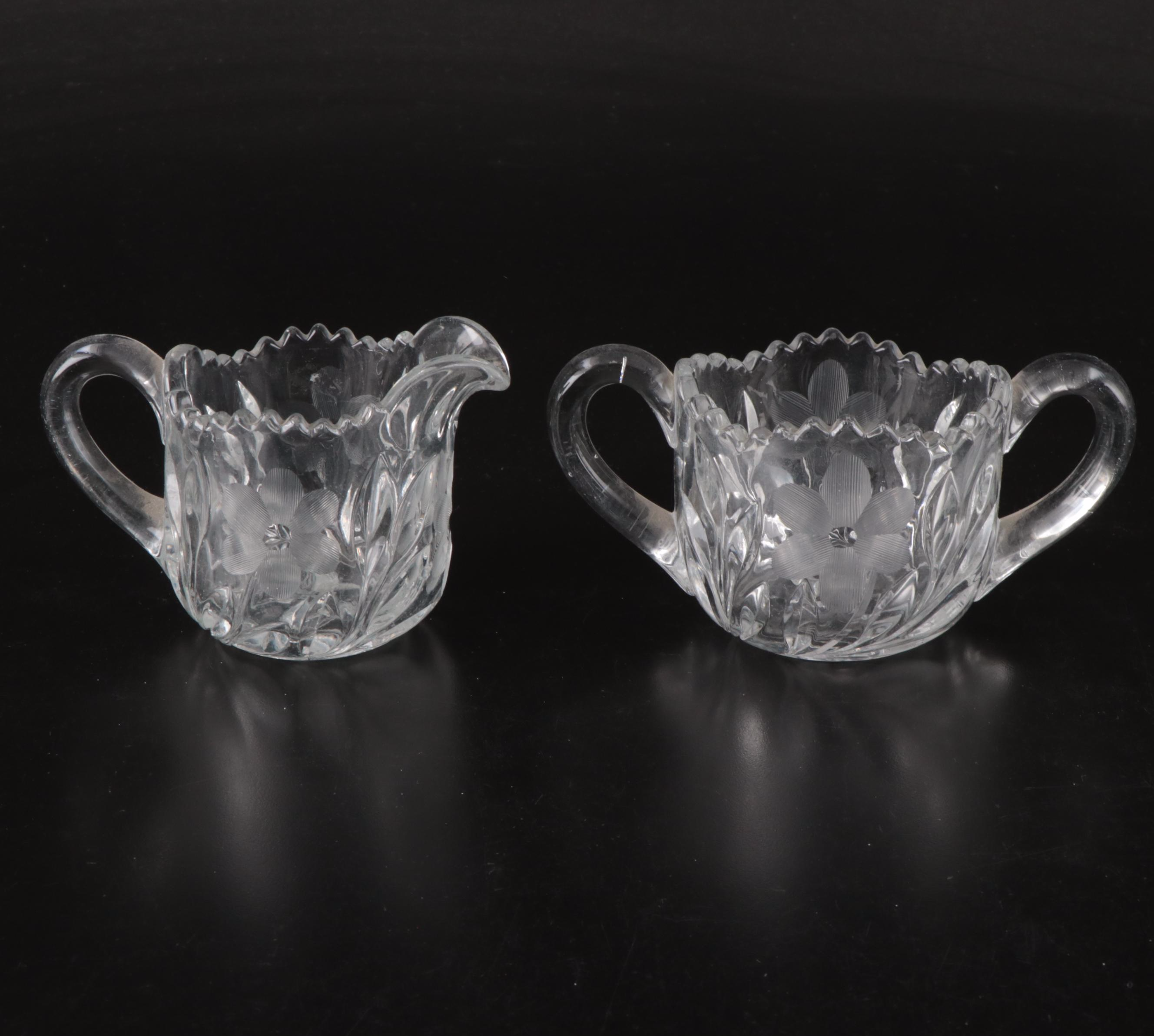 Fostoria "Coin" Glass Vase with EAPG Coasters and Other Tableware