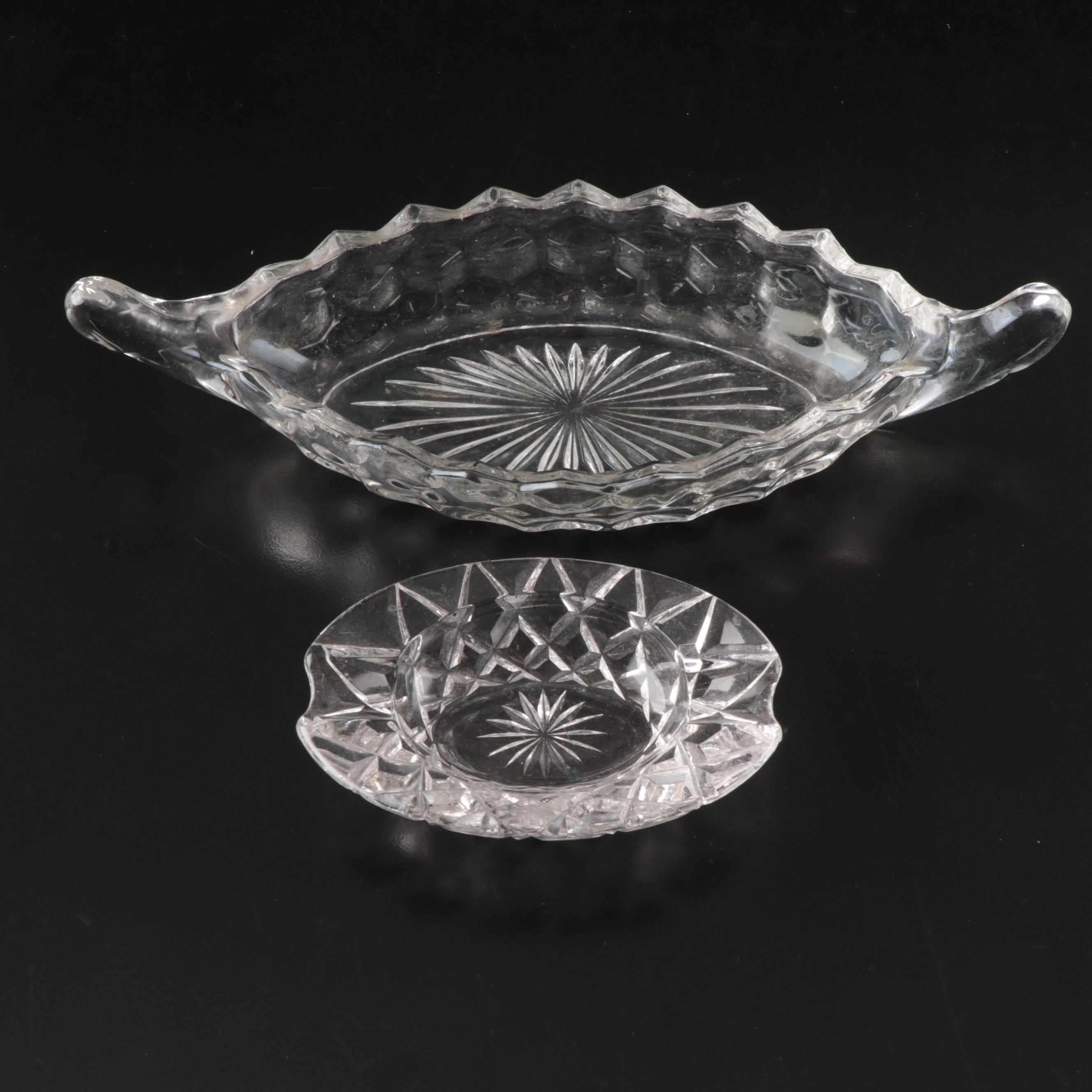 Fostoria "Coin" Glass Vase with EAPG Coasters and Other Tableware