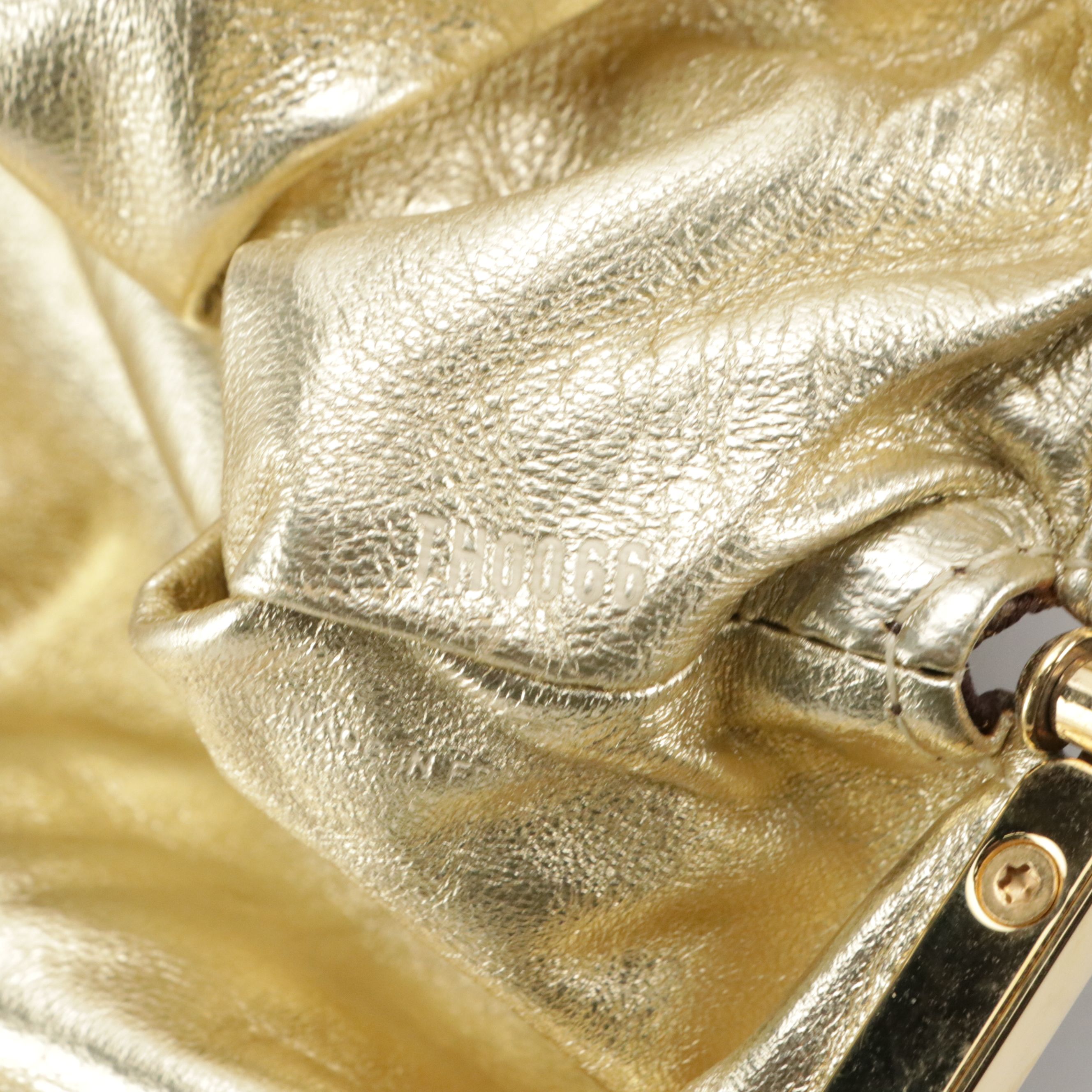 Louis Vuitton Aumoniere Metal Frame Clutch in Brown Pleated Monogram Satin