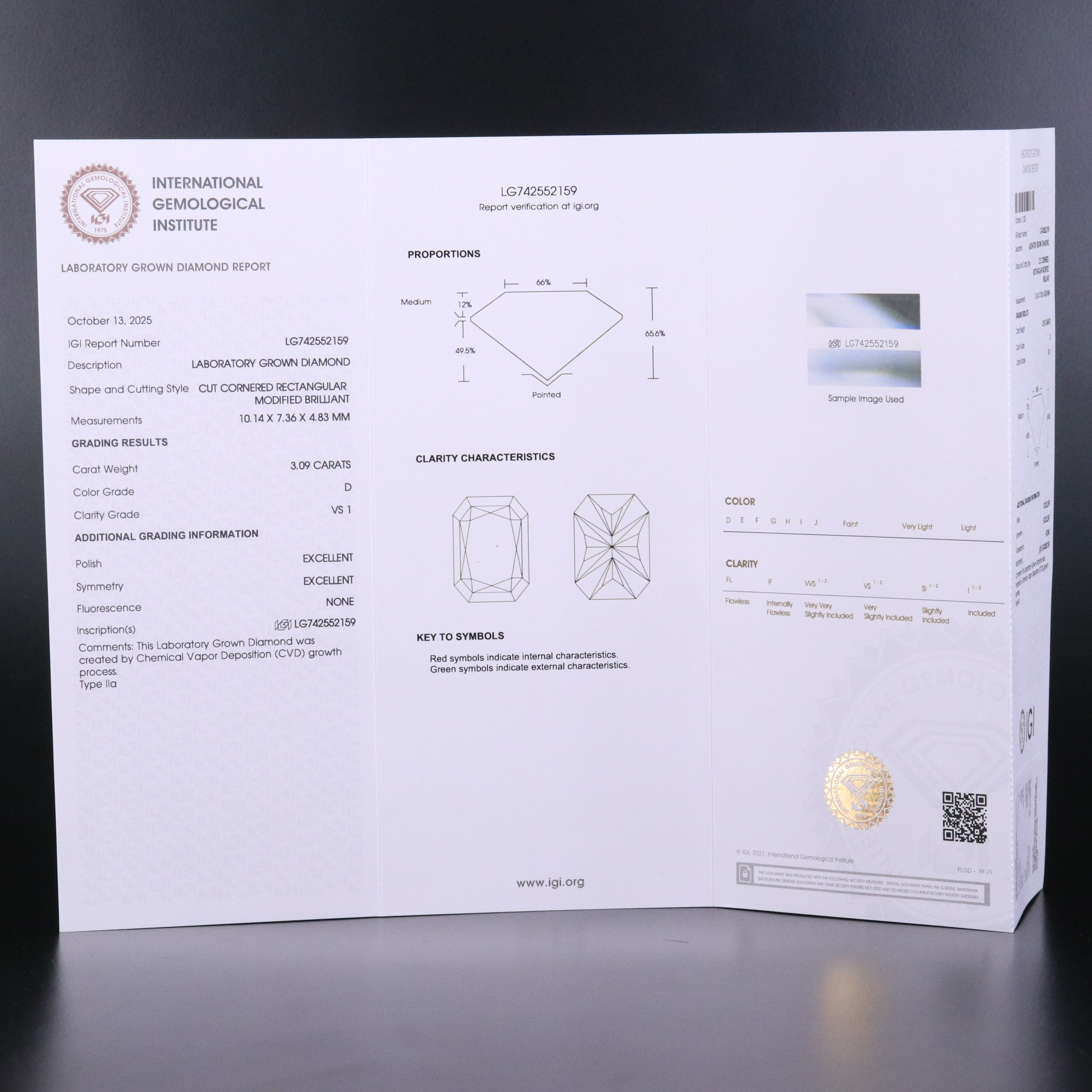 Platinum 3.37 CTW Lab Grown Diamond Ring with IGI Reports
