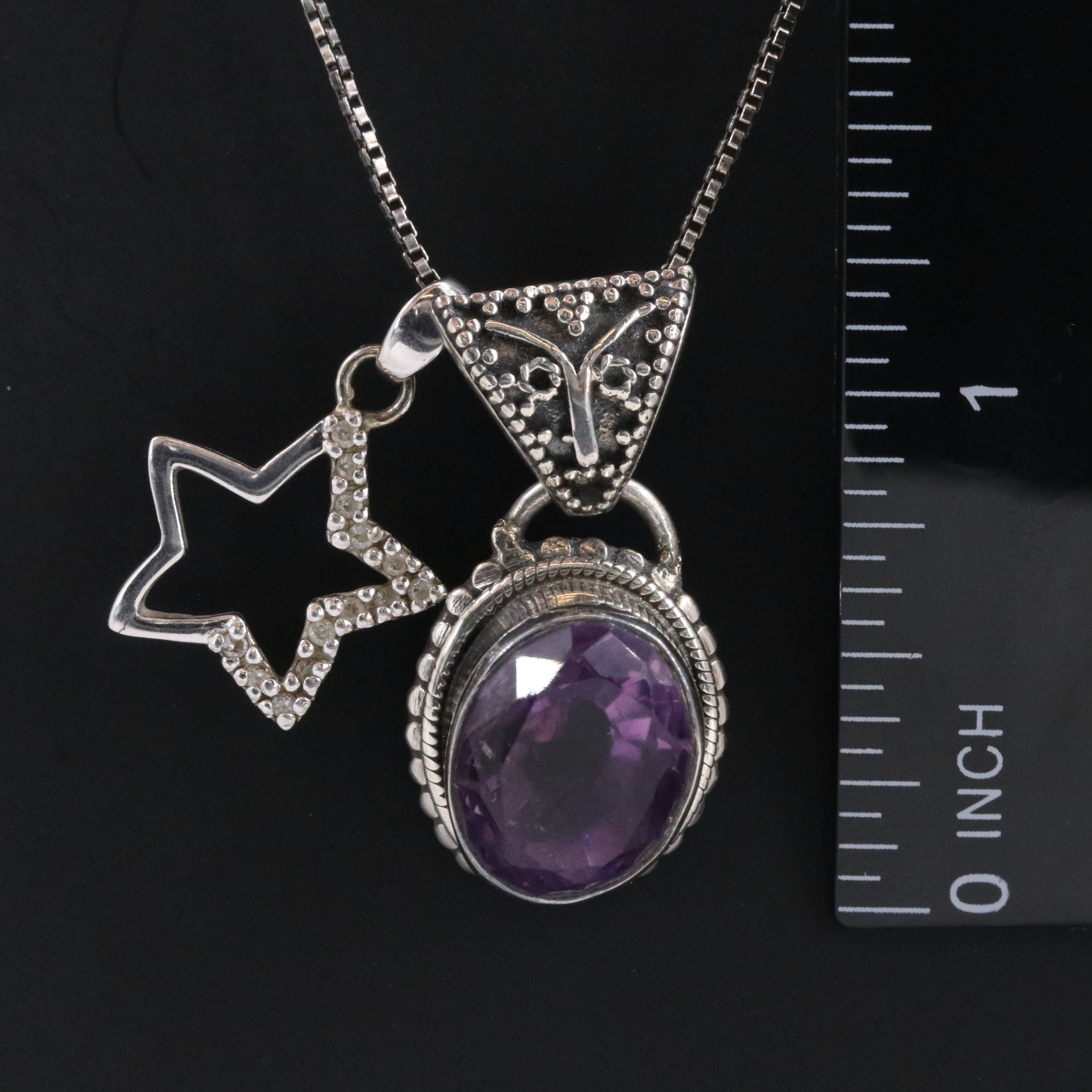 Sterling Amethyst and CZ Star Pendants