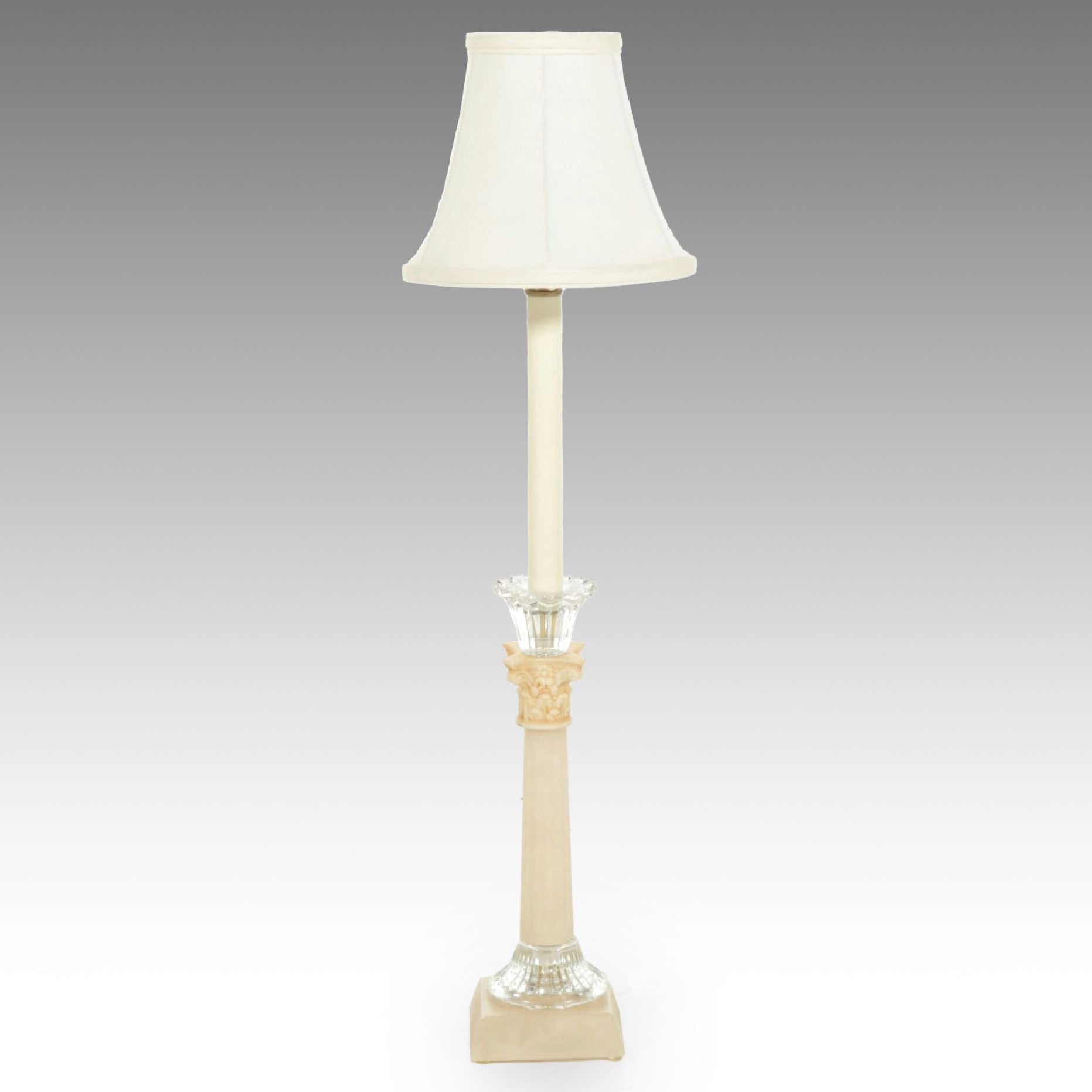 Neoclassical Candlestick Table Lamp with Clip-on Shade