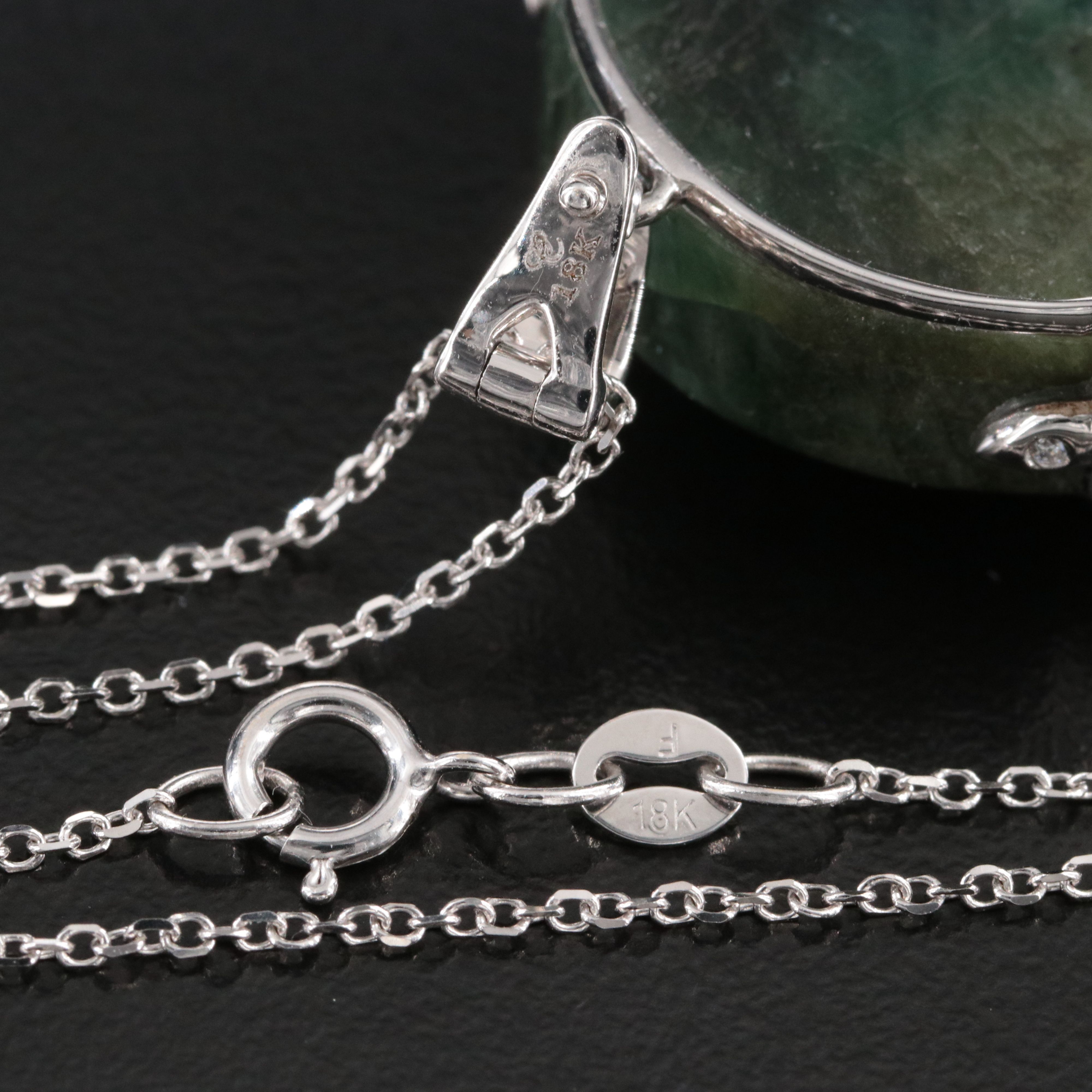 Chromia 18K Carved Emerald and Diamond Enhancer Pendant Necklace