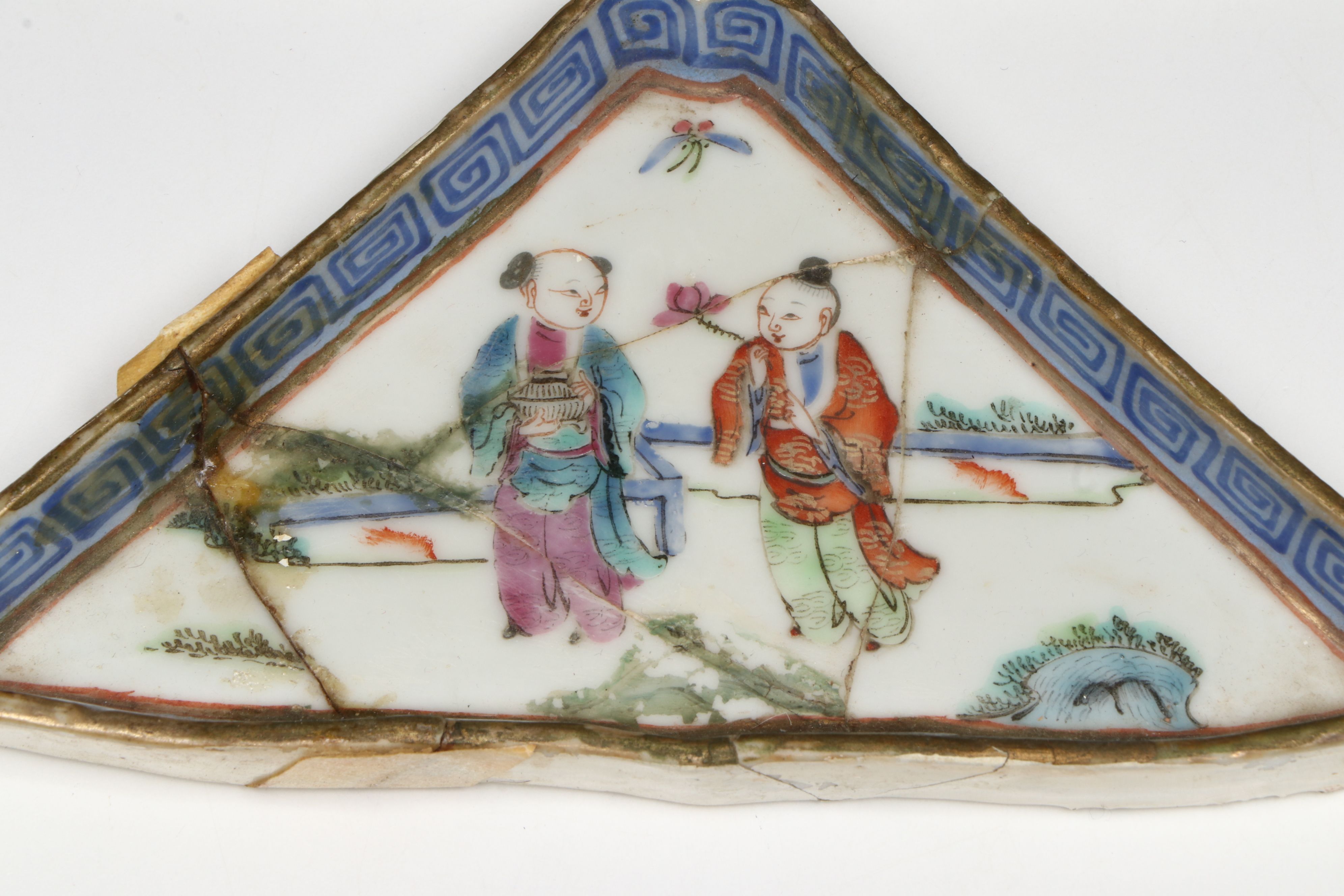 Antique Chinese Porcelain Sweetmeat Dishes on Wood Tray