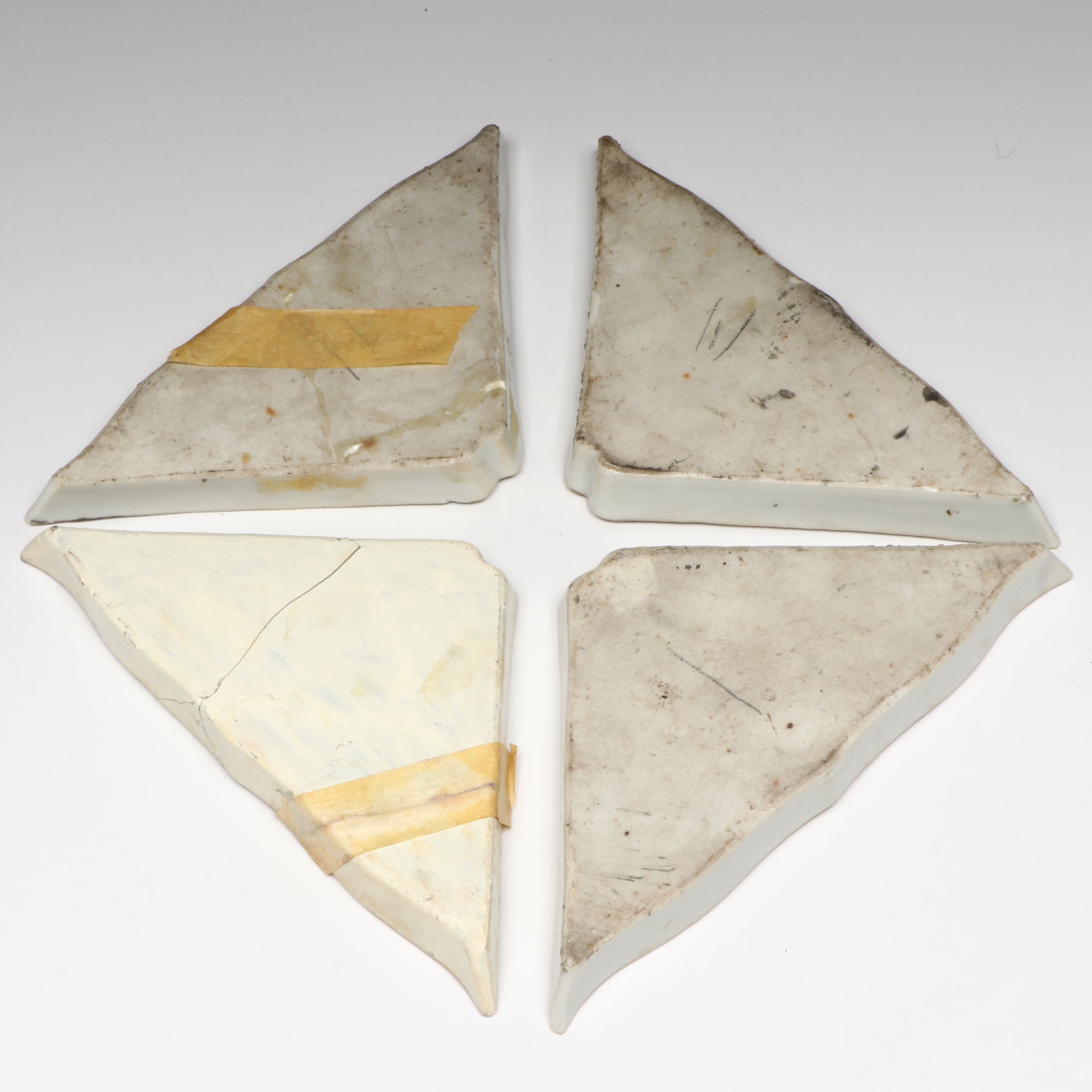 Antique Chinese Porcelain Sweetmeat Dishes on Wood Tray