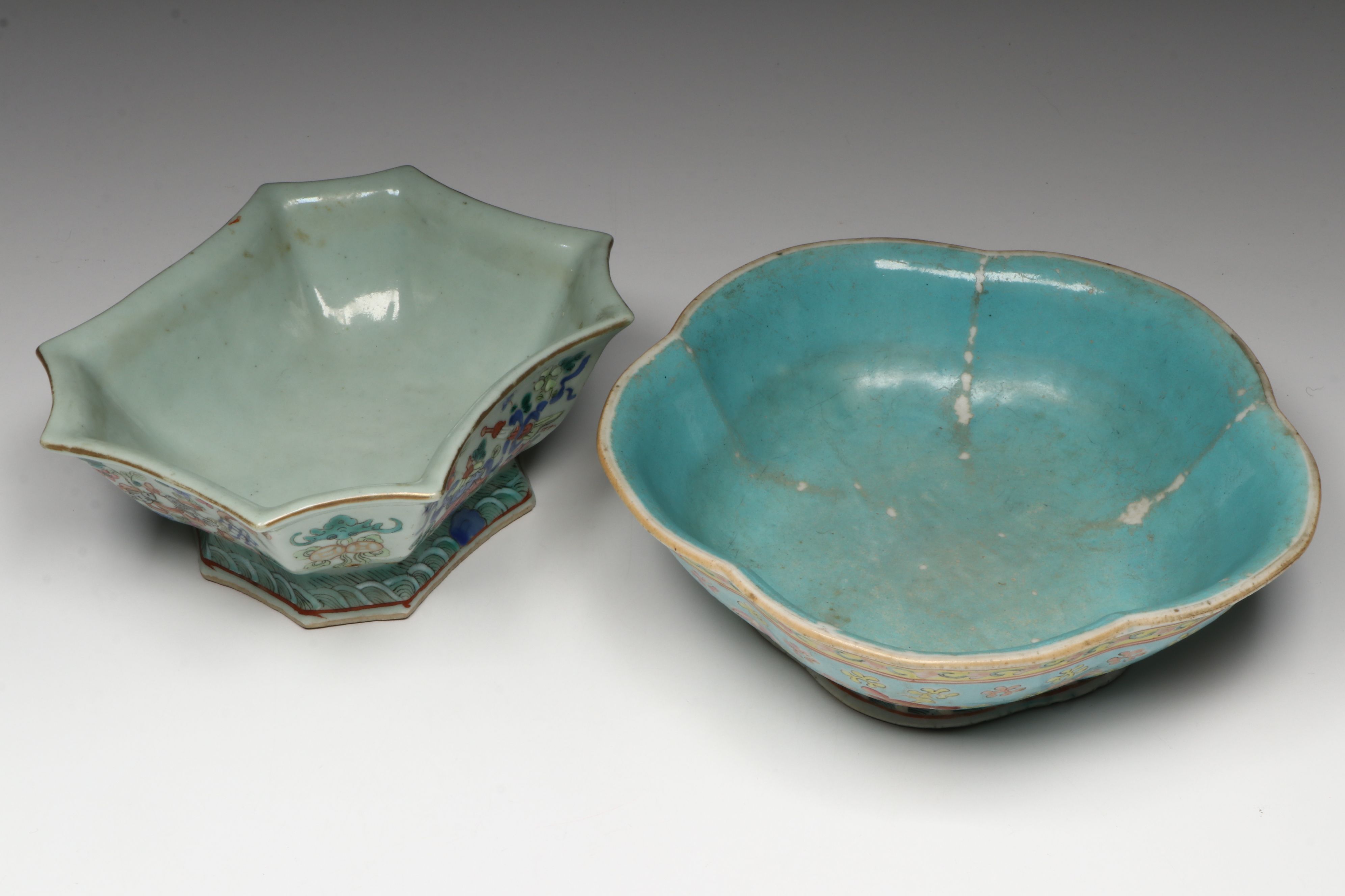 Antique Chinese Famille Rose with Other Porcelain Plates and Bowls