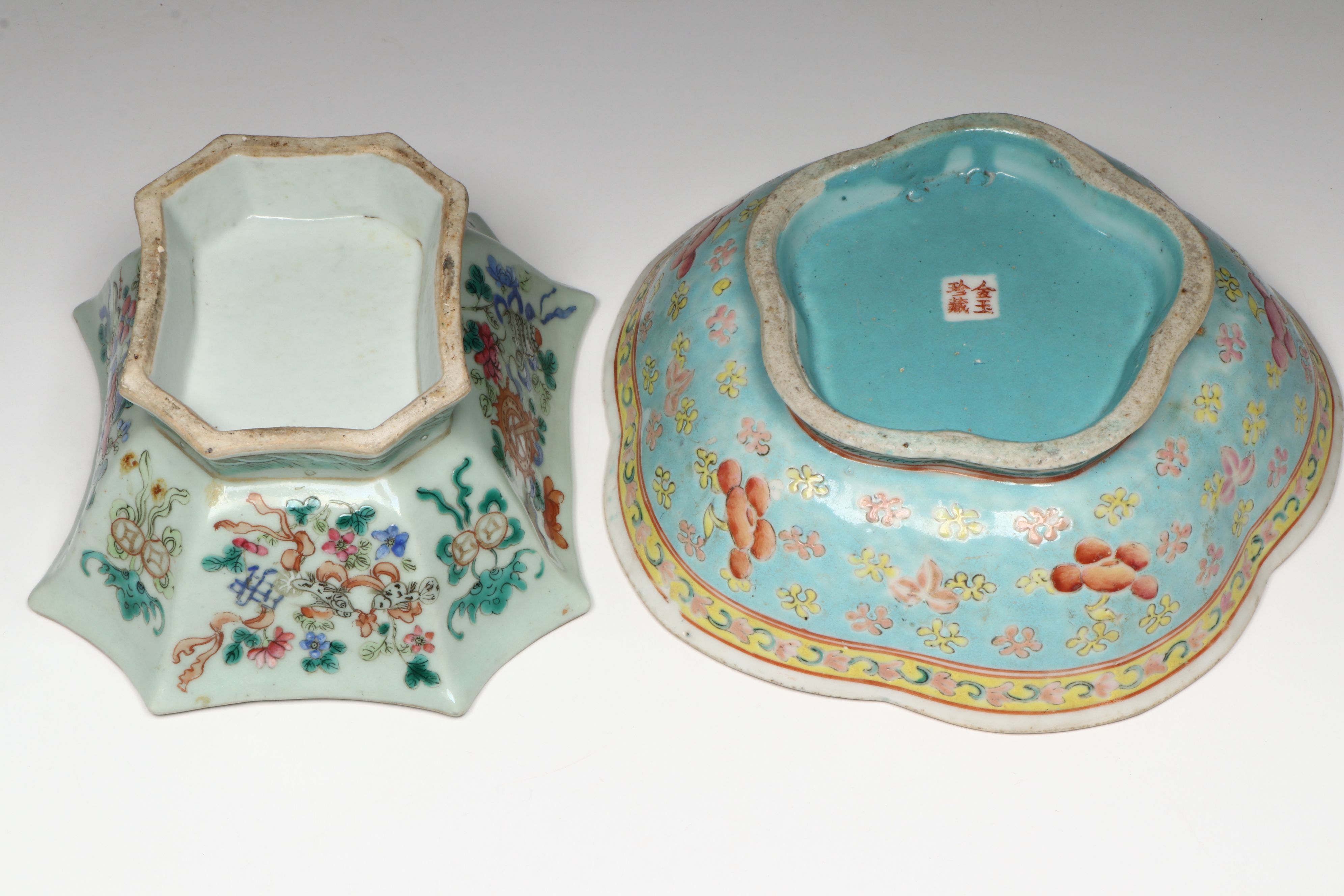 Antique Chinese Famille Rose with Other Porcelain Plates and Bowls