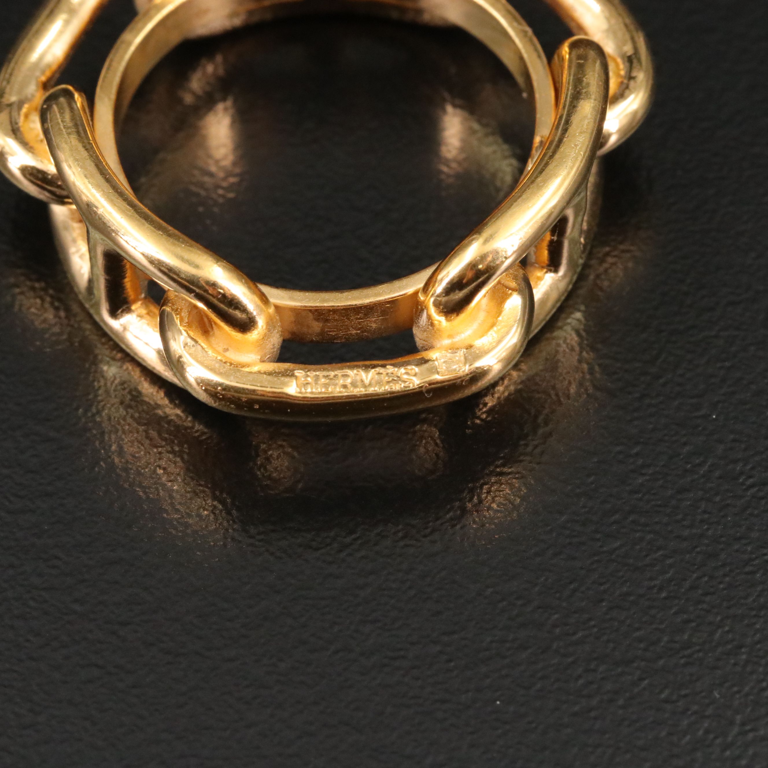 Hermès Gold Plated Chaine D’Ancre Scarf Ring