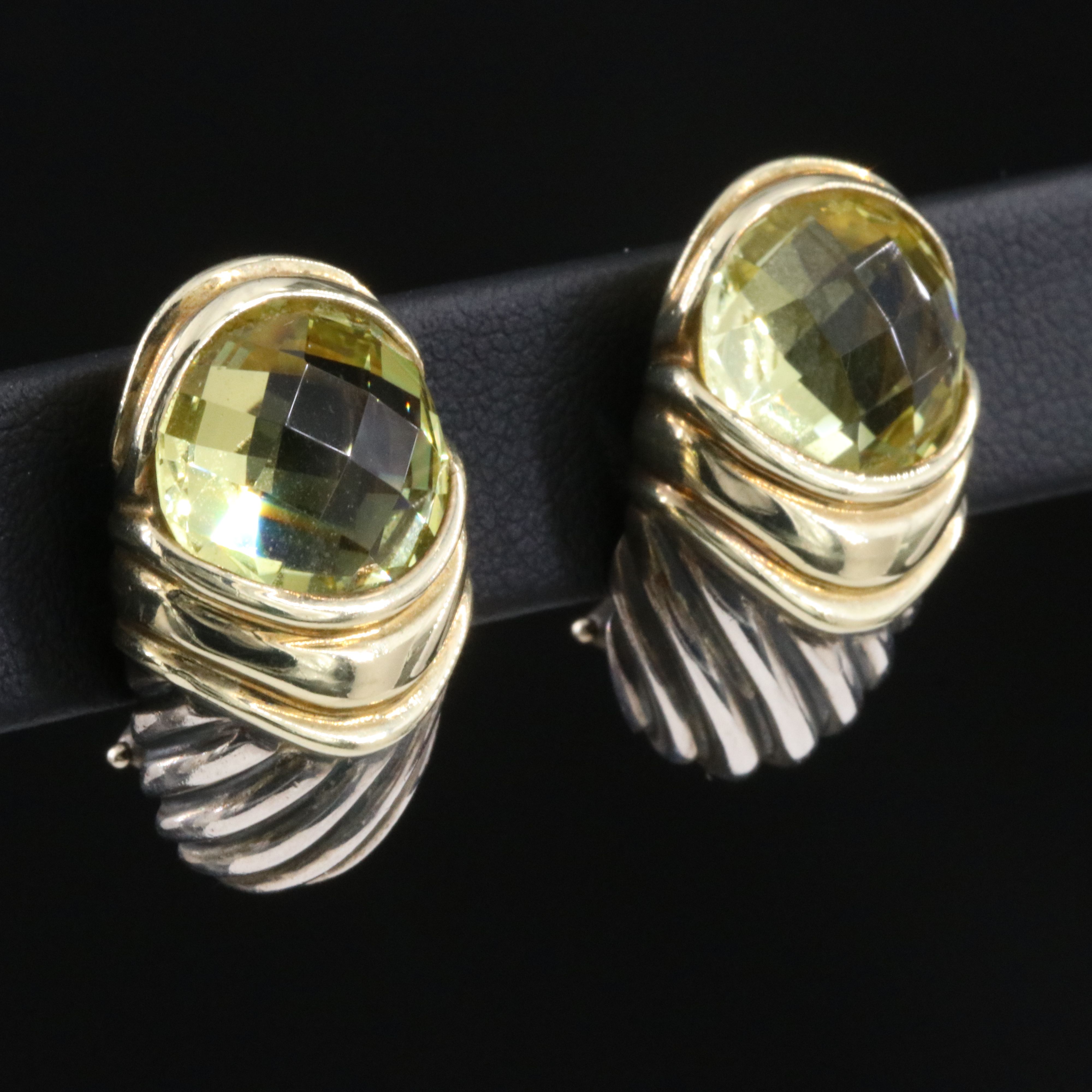 David Yurman Sterling,14K and Lemon Quartz Cable Shrimp Earrings