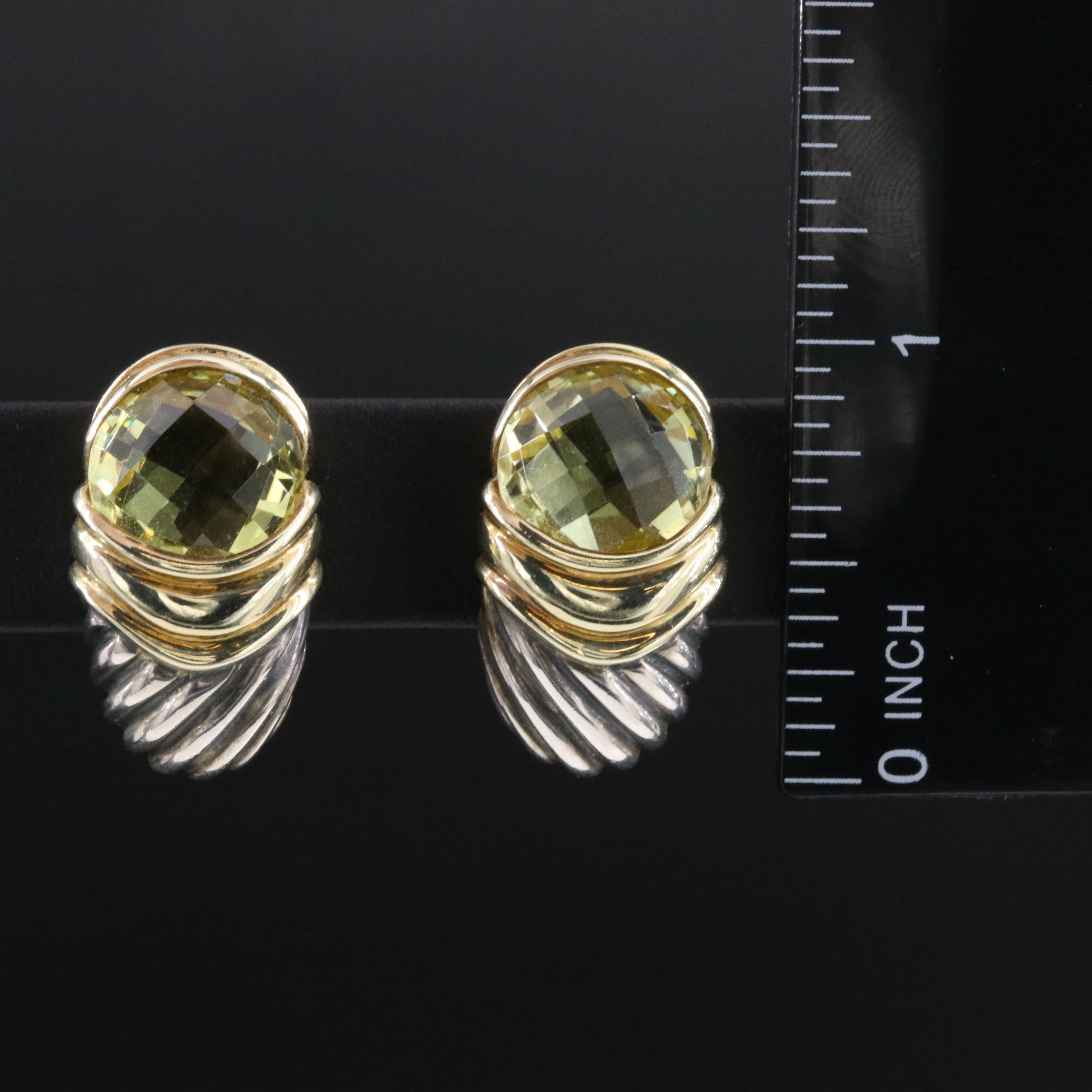 David Yurman Sterling,14K and Lemon Quartz Cable Shrimp Earrings